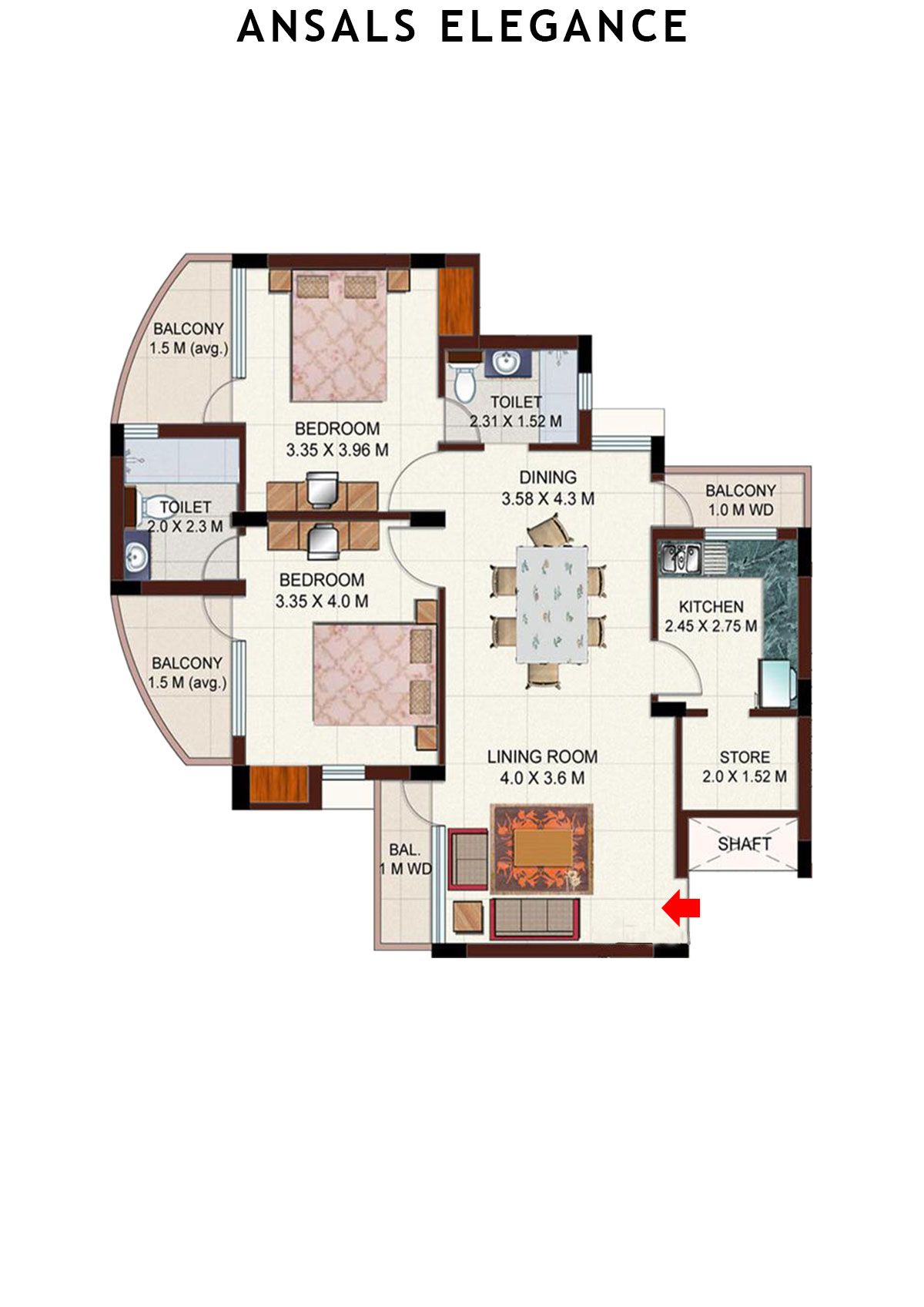 Ansals Elegance Tower C Unit C1 Floor Plan