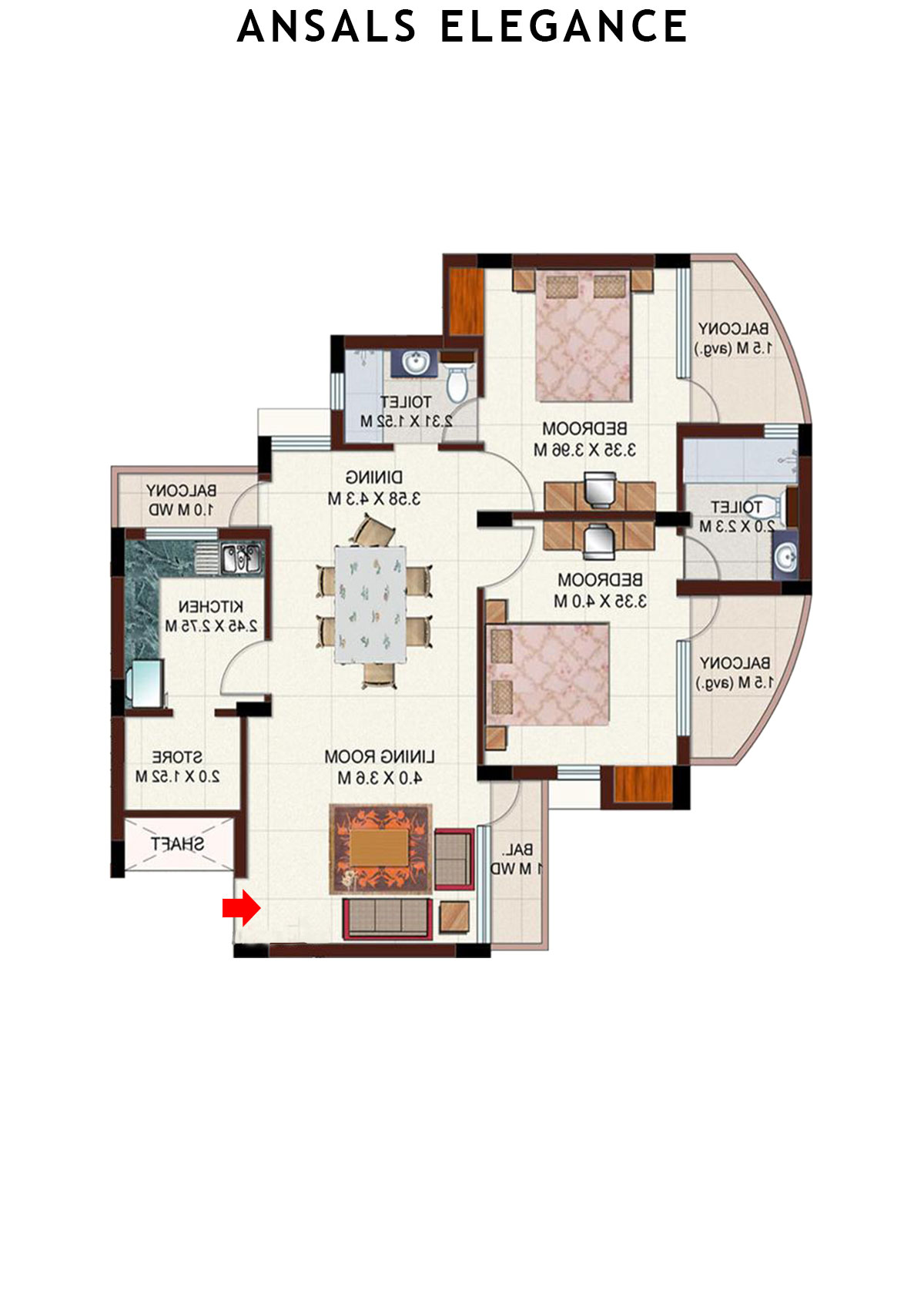 Ansals Elegance Tower C Unit C2 Floor Plan