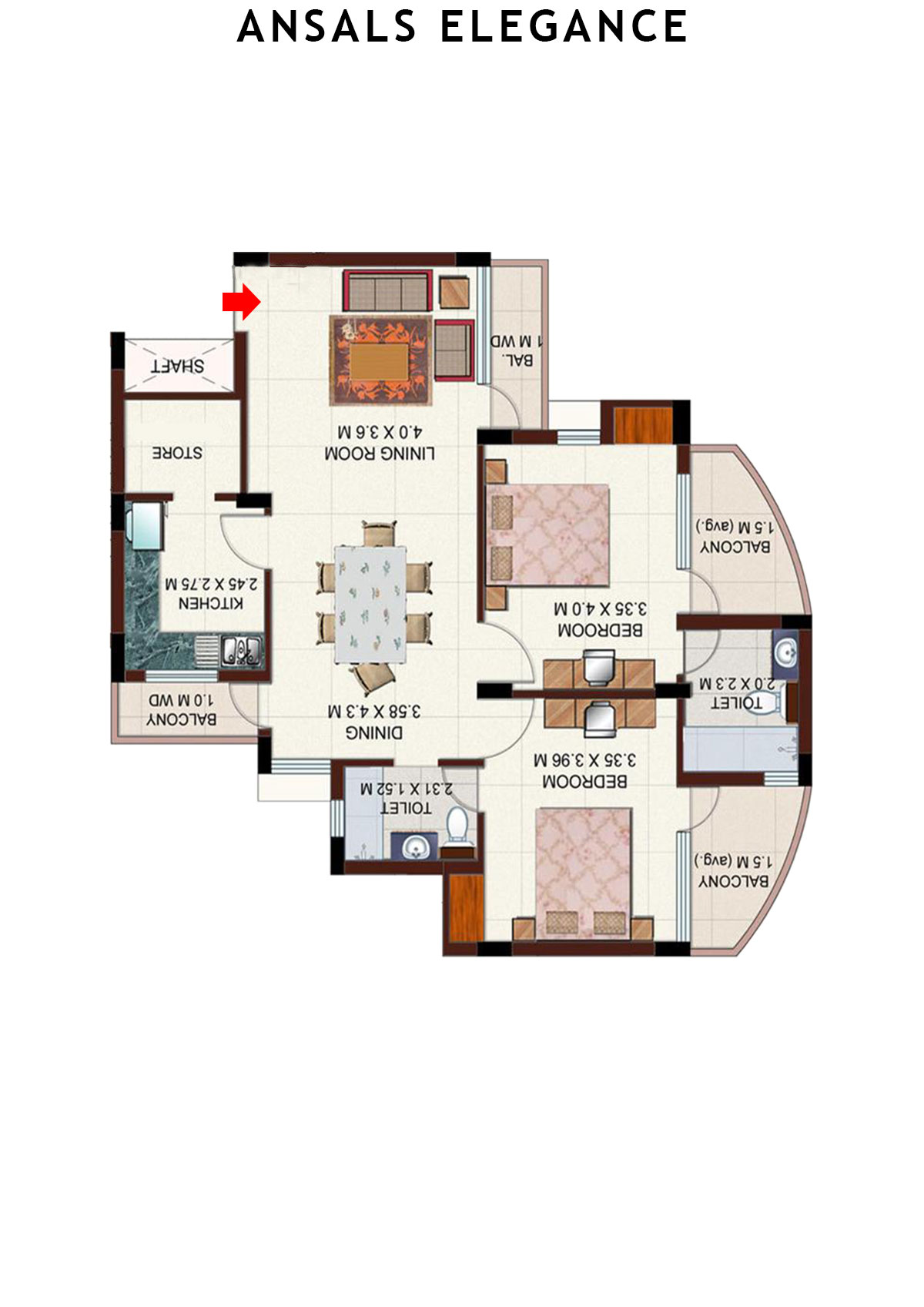 Ansals Elegance Tower C Unit C3 Floor Plan