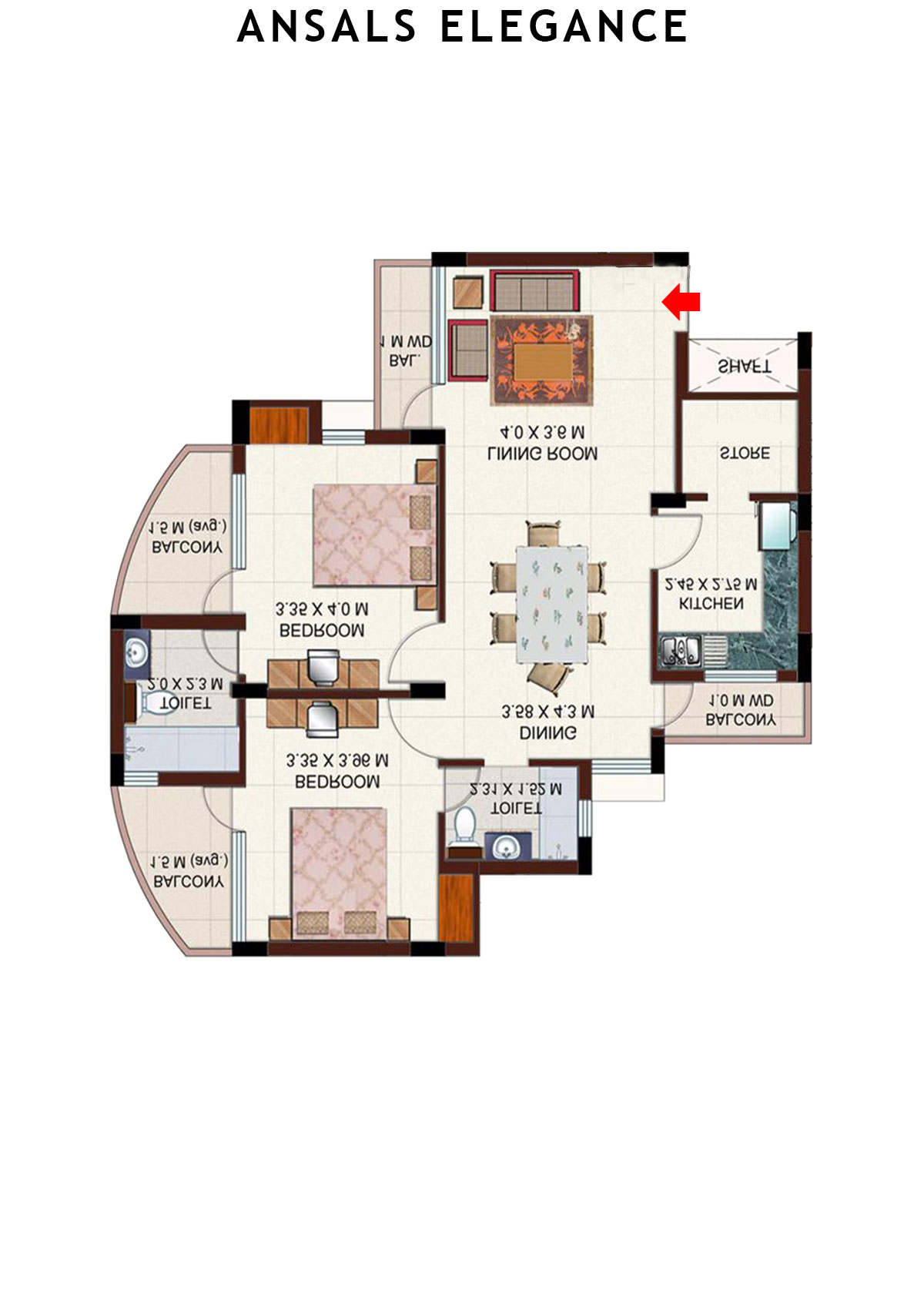 Ansals Elegance Tower C Unit C4 Floor Plan
