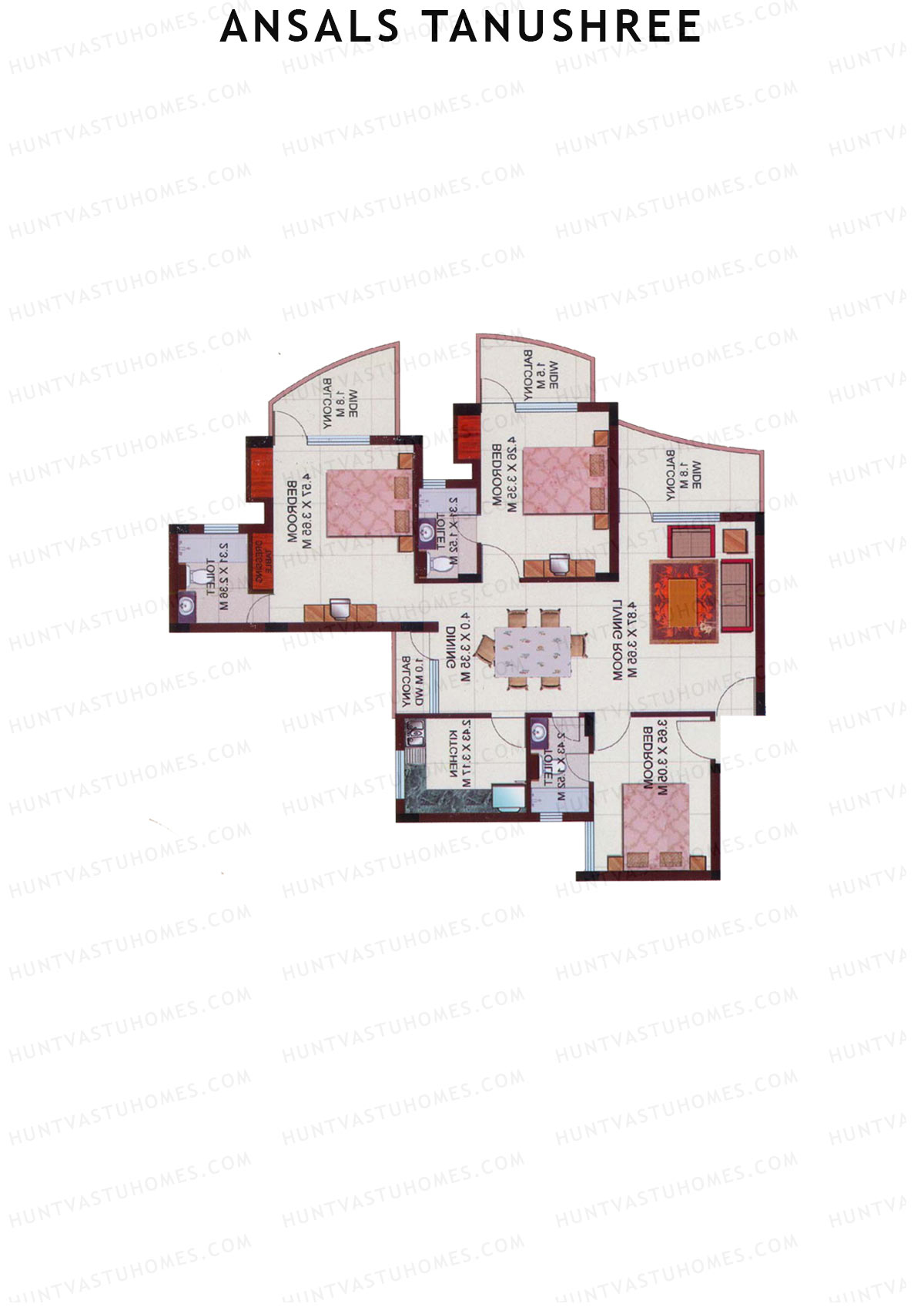 Ansals Tanushree Tower B Unit 1 Floor Plan