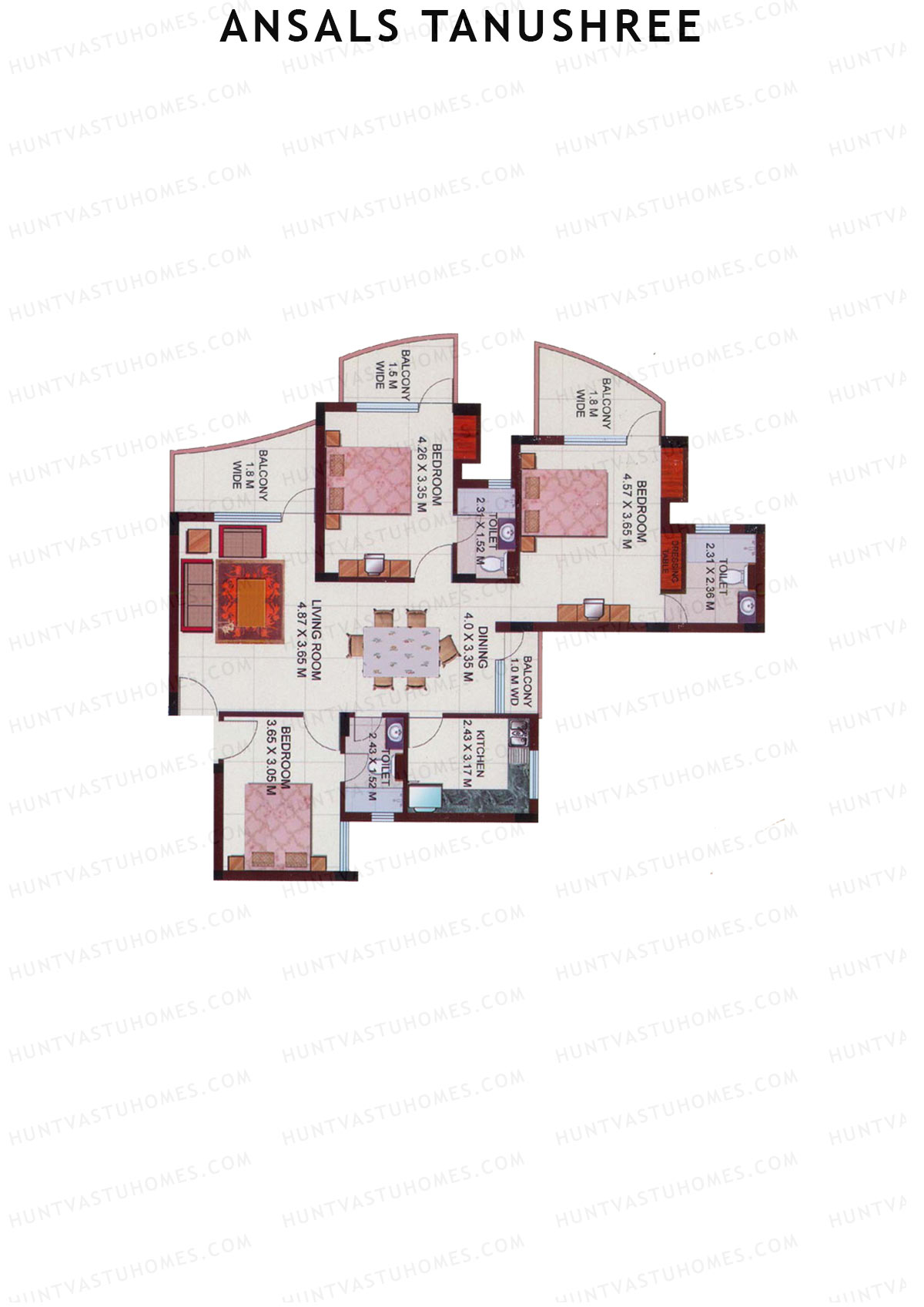 Ansals Tanushree Tower B Unit 2 Floor Plan