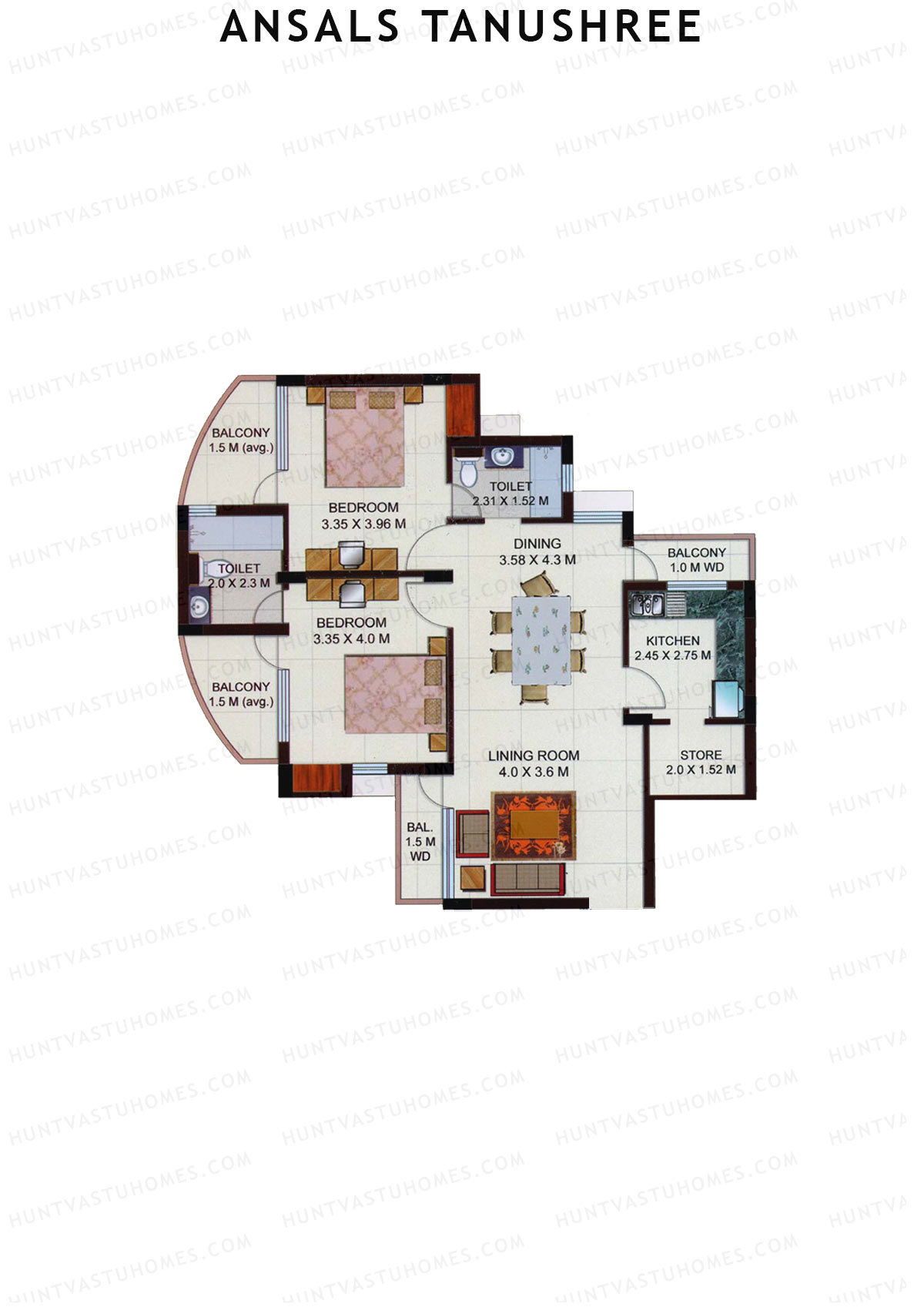 Ansals Tanushree Tower C Unit 3 Floor Plan