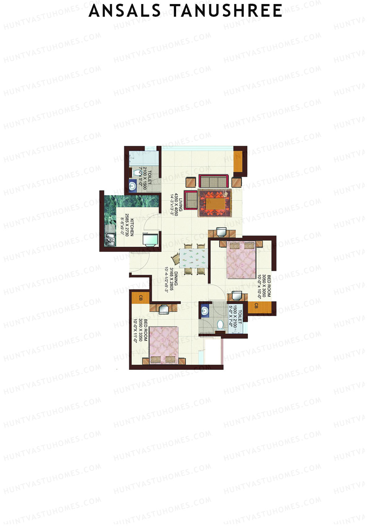 Ansals Tanushree Tower D Unit 1 Floor Plan