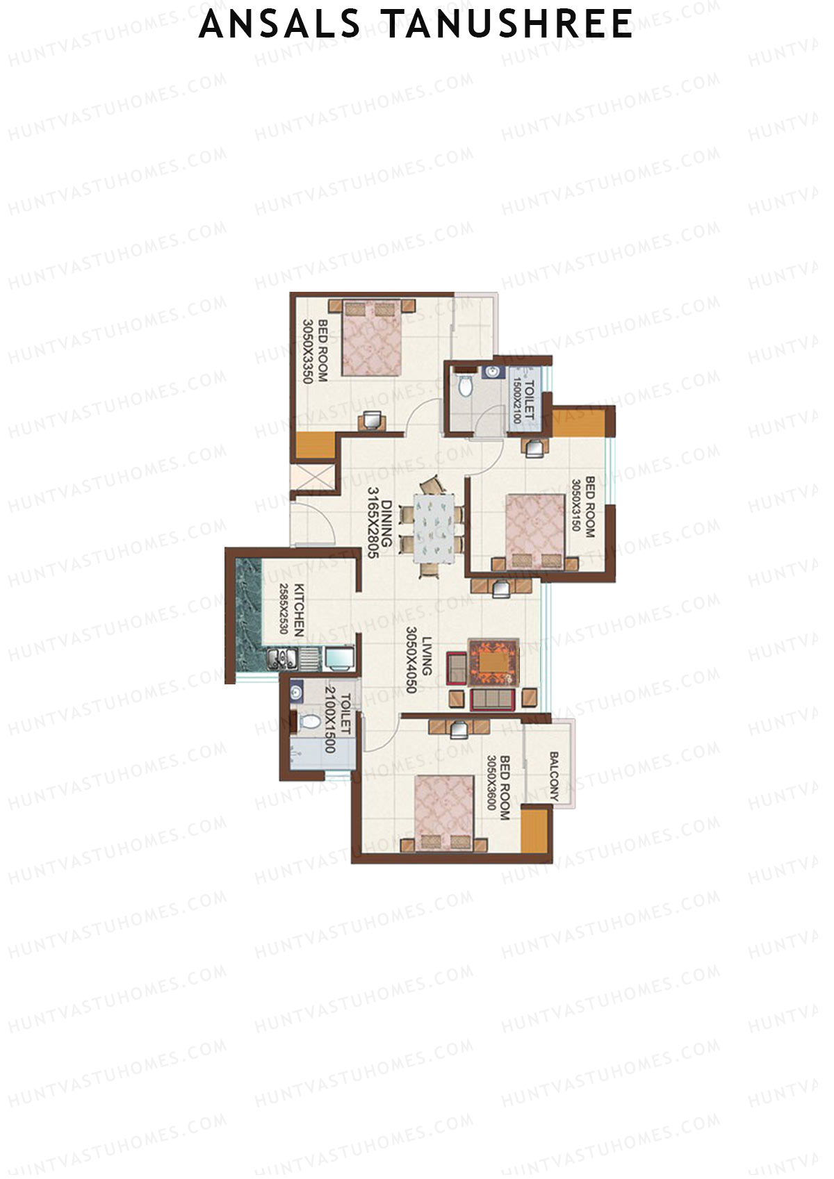 Ansals Tanushree Tower D Unit 2 Floor Plan