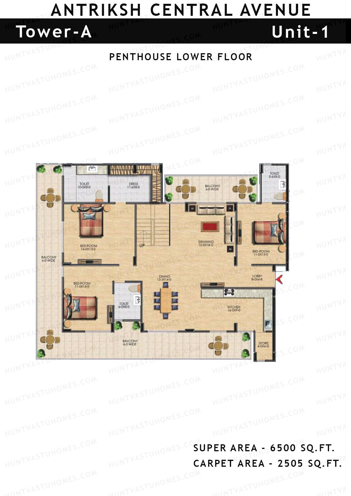 Antriksh Central Avenue Tower A Unit 1 (Penthouse) Floor Plan