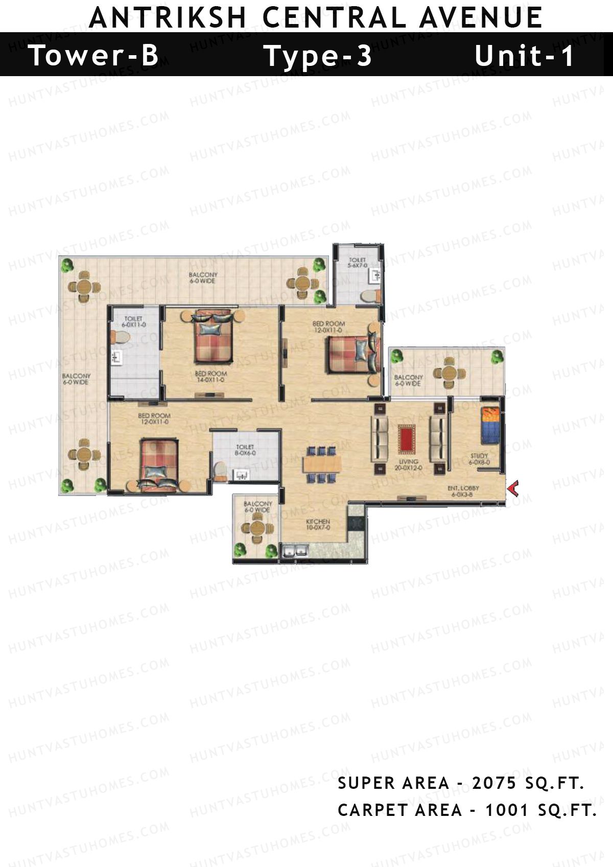 Antriksh Central Avenue Tower B Unit 1 Floor Plan