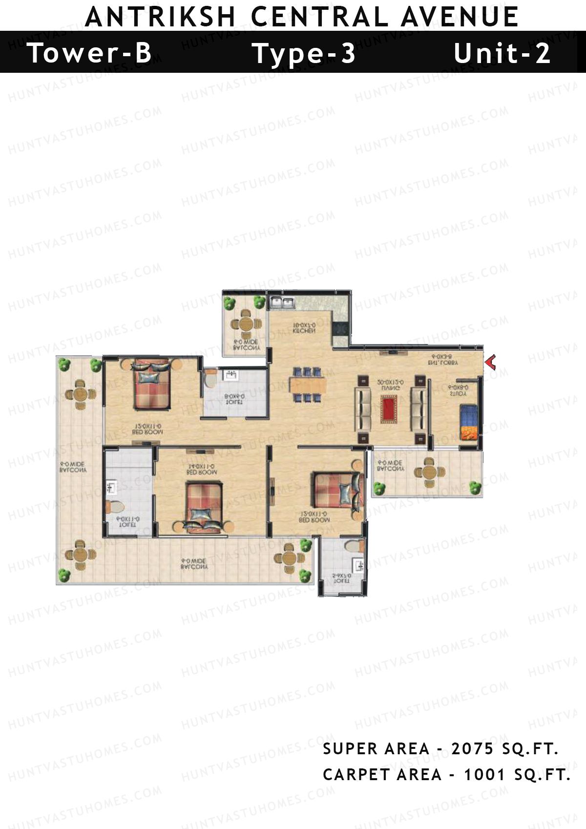 Antriksh Central Avenue Tower B Unit 2 Floor Plan