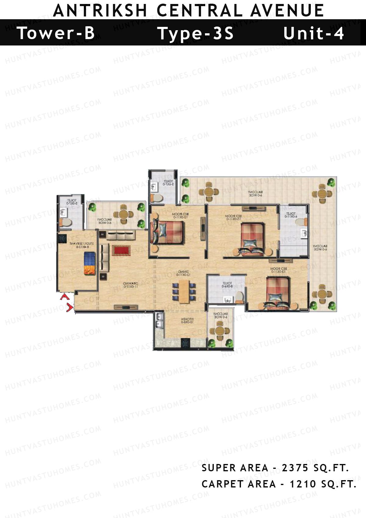Antriksh Central Avenue Tower B Unit 4 Floor Plan