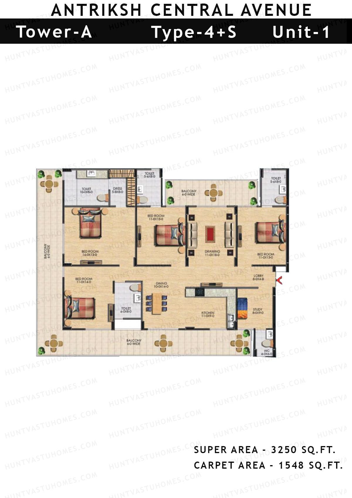 Antriksh Central Avenue Tower A Unit 1 Floor Plan