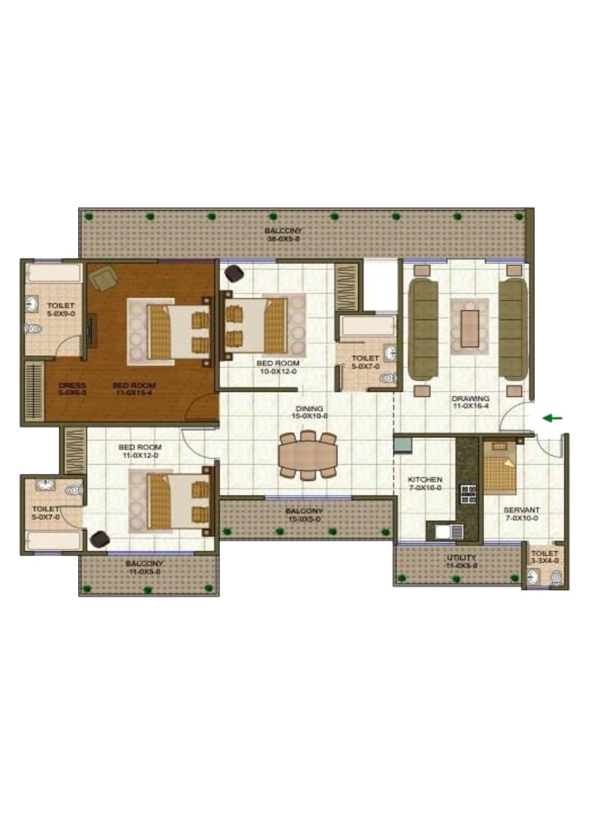 Antriksh Forest Tower B Unit 3A Floor Plan