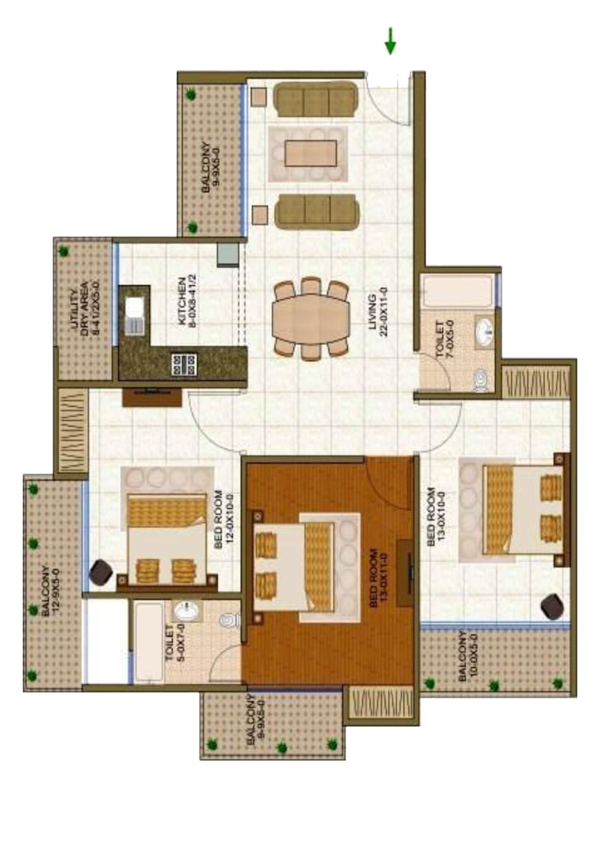 Antriksh Forest Tower C Unit 3 Floor Plan