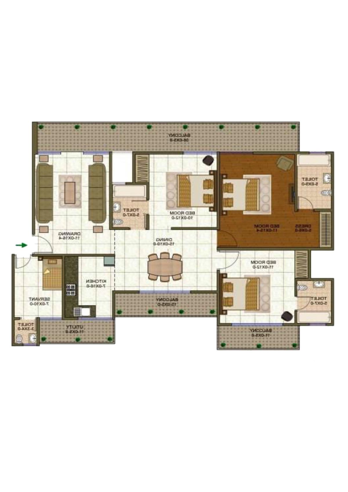 Antriksh Forest Tower C Unit 3A Floor Plan