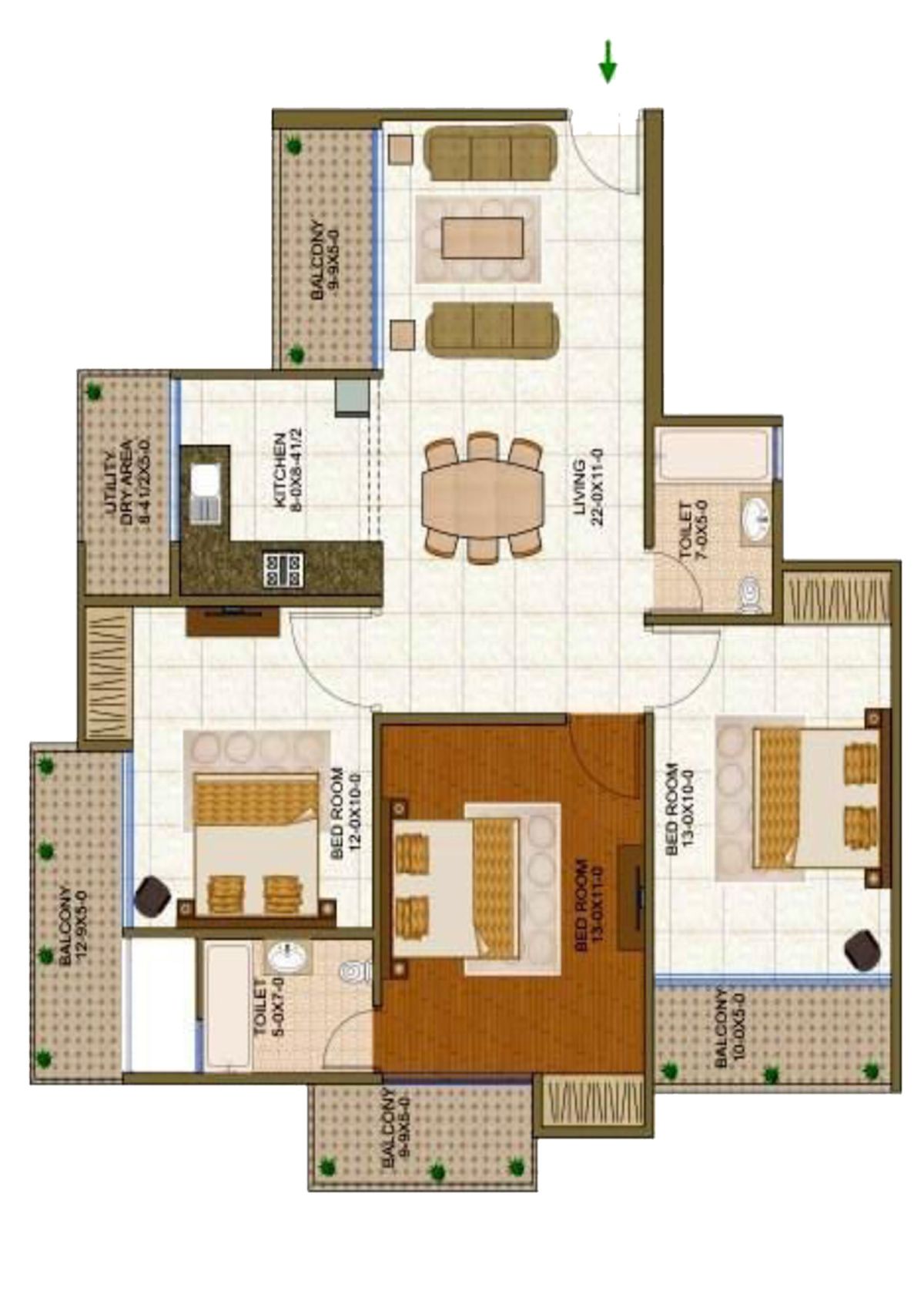 Antriksh Forest Tower E Unit 3 Floor Plan