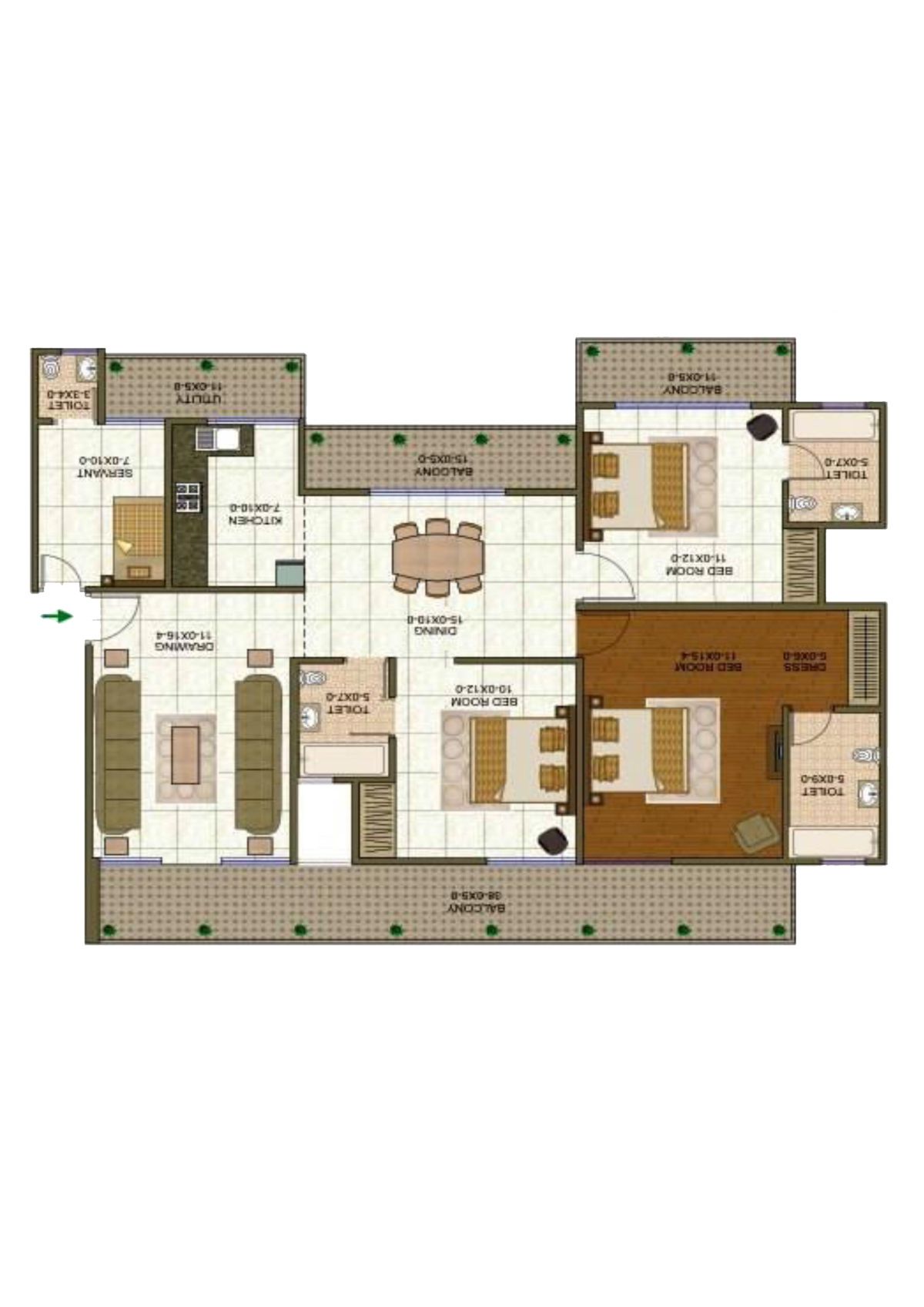 Antriksh Forest Tower F Unit 3A Floor Plan