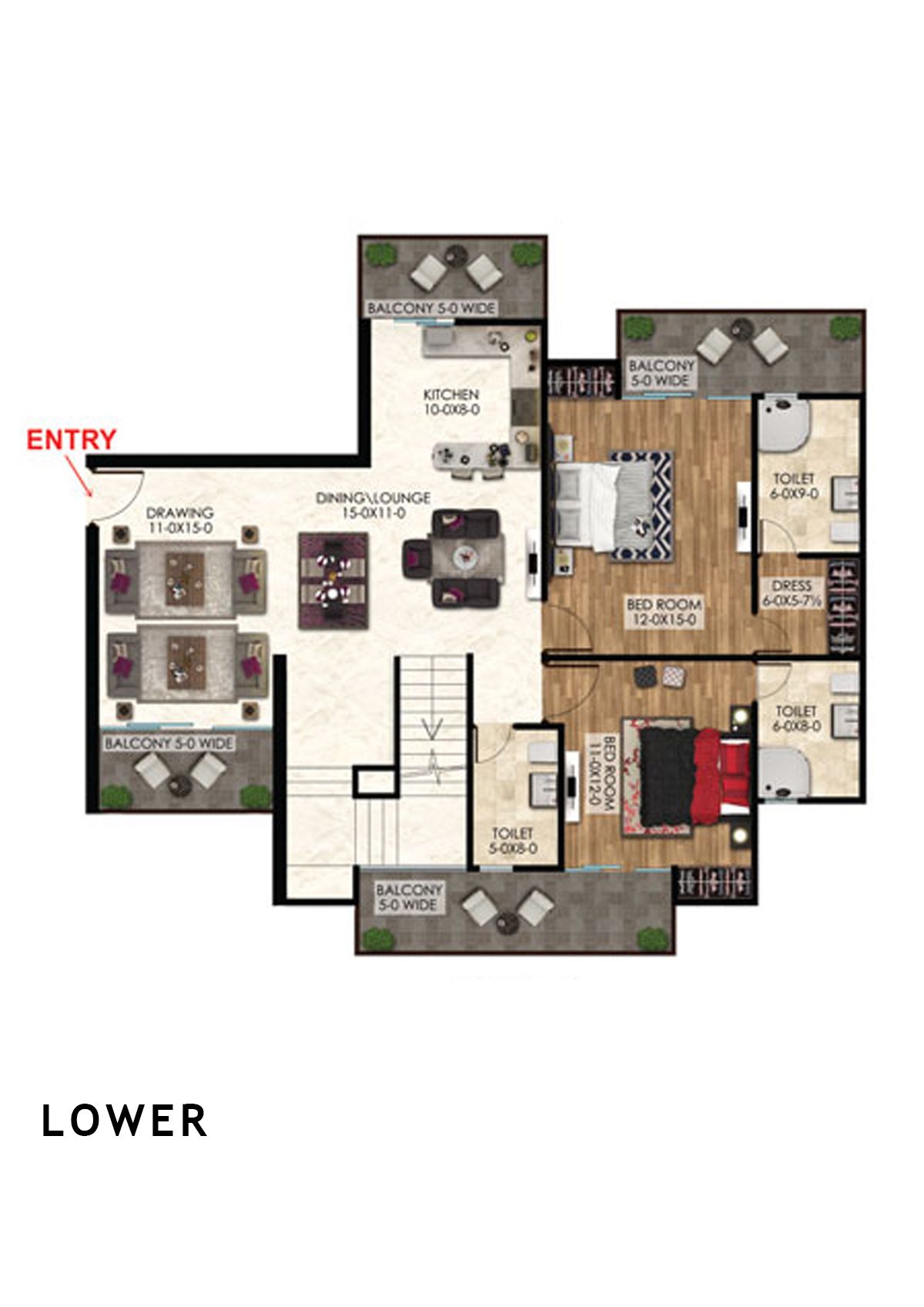 Antriksh The Golf Address Tower C Unit 1 (Penthouse) Floor Plan