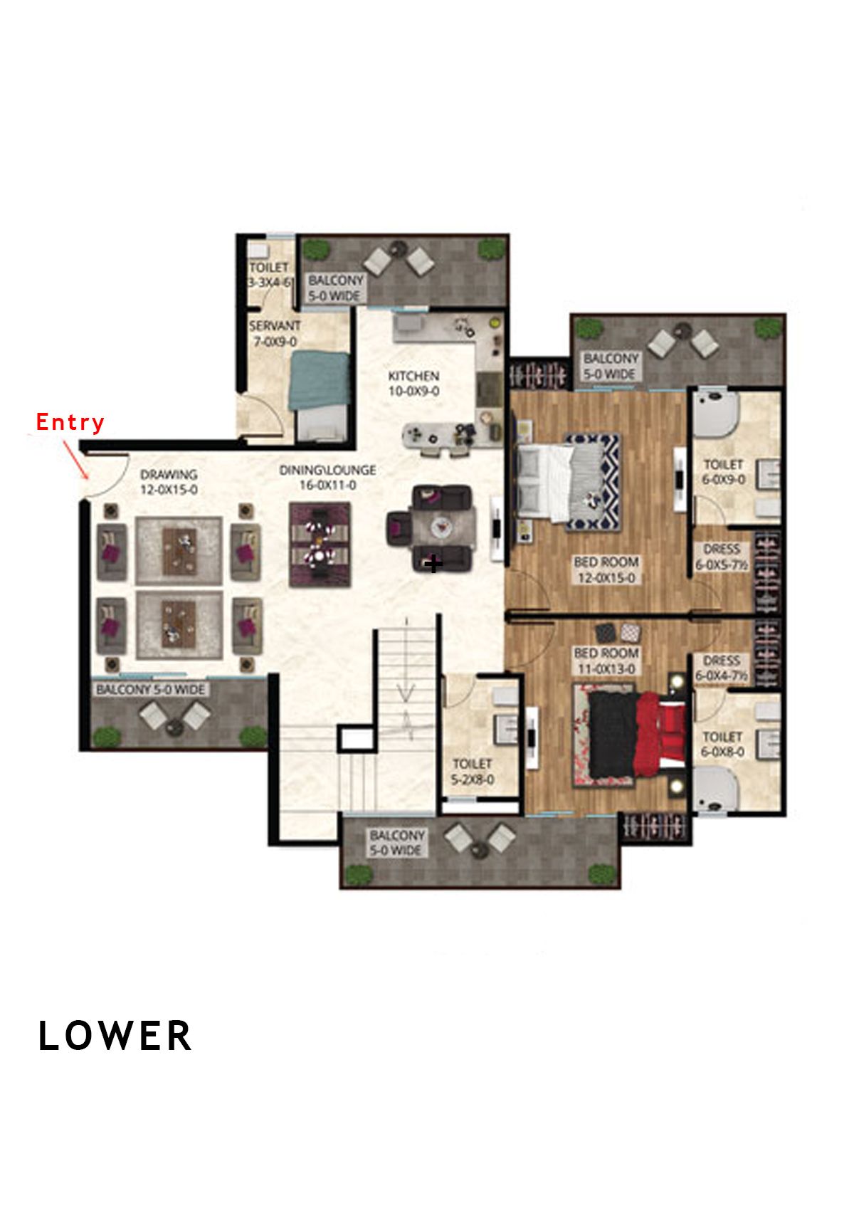 Antriksh The Golf Address Tower E Unit 1 (Penthouse) Floor Plan