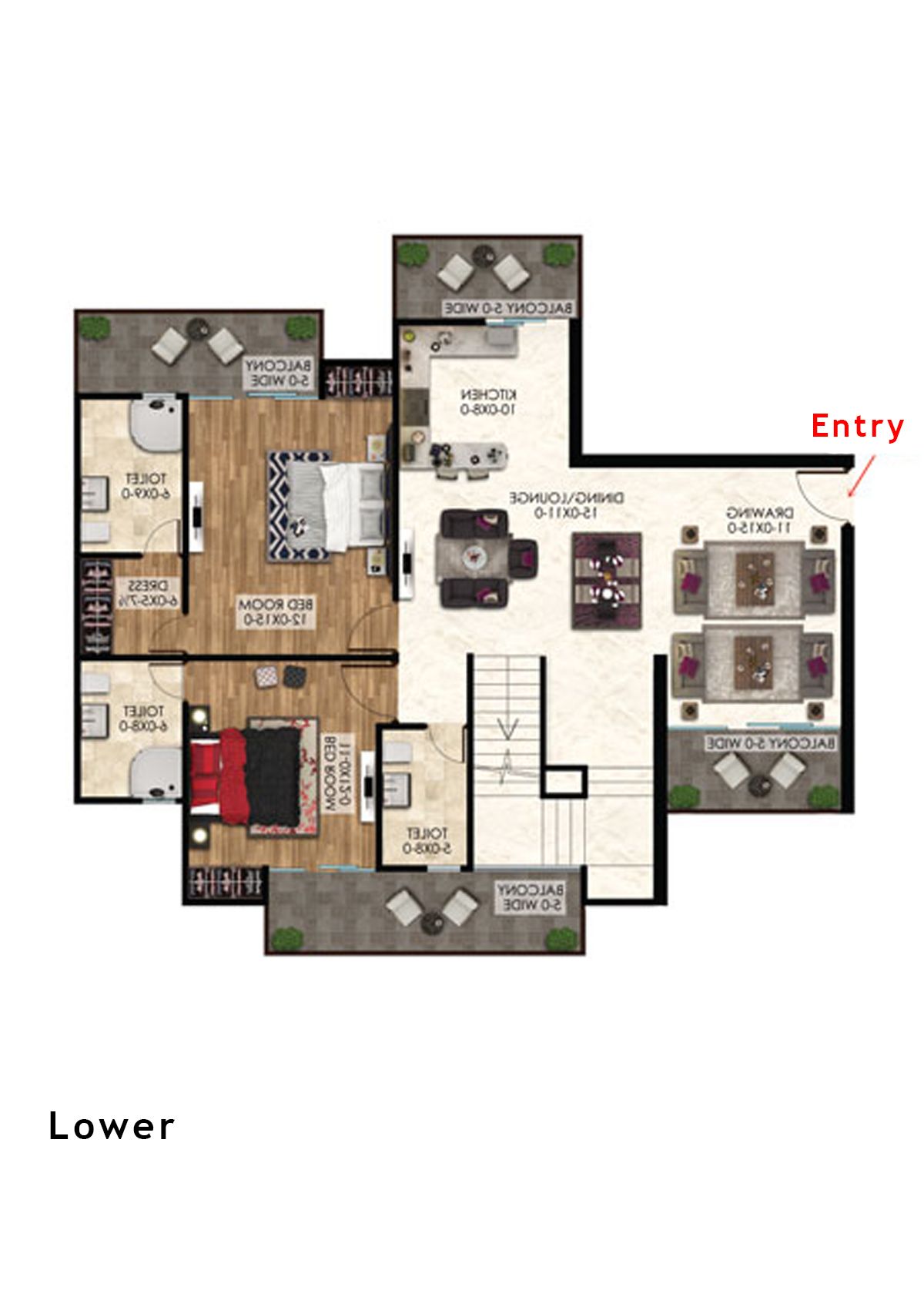 Antriksh The Golf Address Tower E Unit 2 (Penthouse) Floor Plan