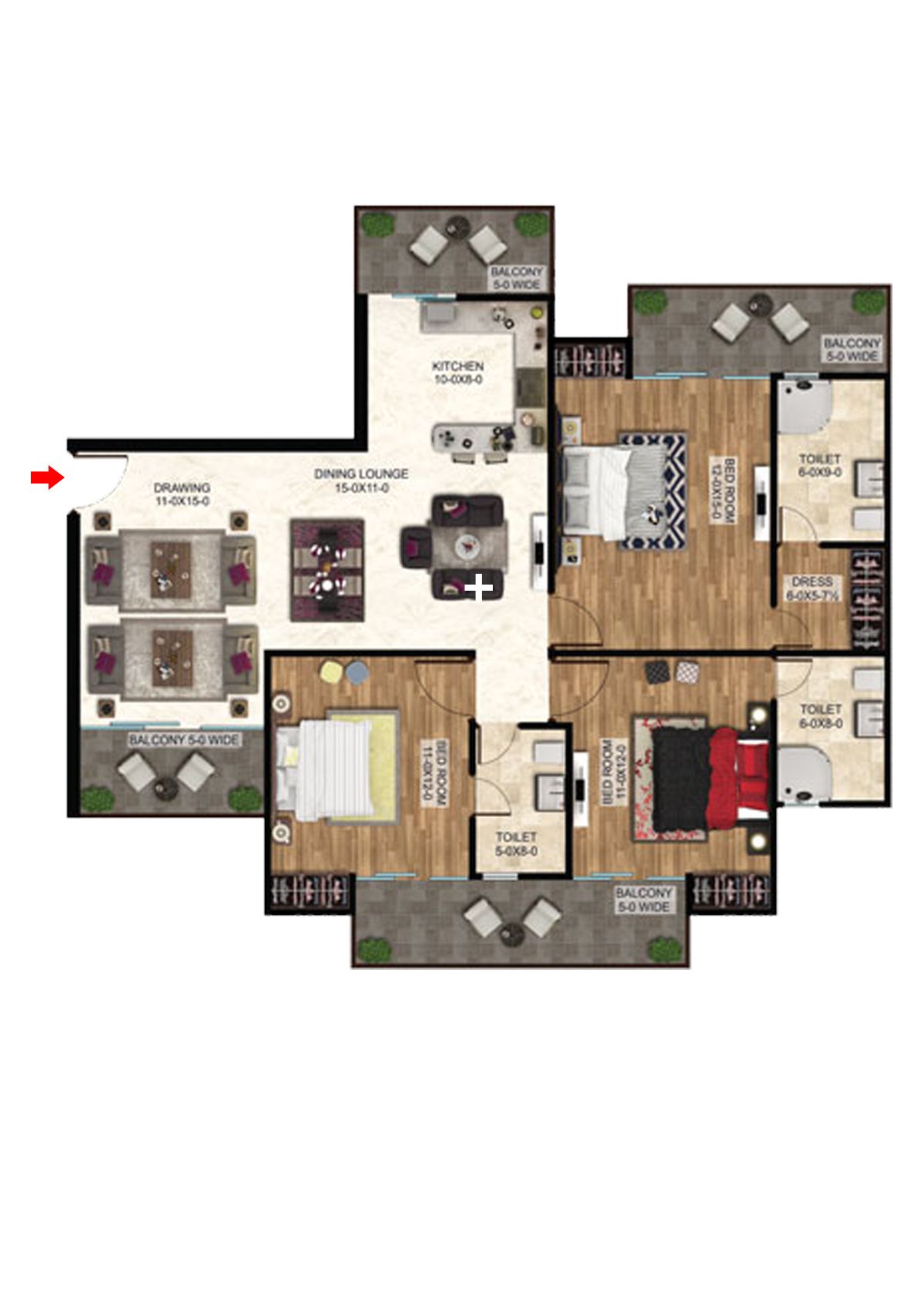Antriksh The Golf Address Tower C Unit 1 Floor Plan
