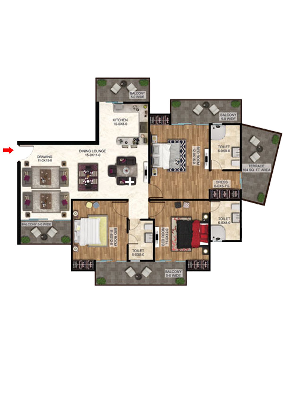 Antriksh The Golf Address Tower C Unit 1 Floor Plan