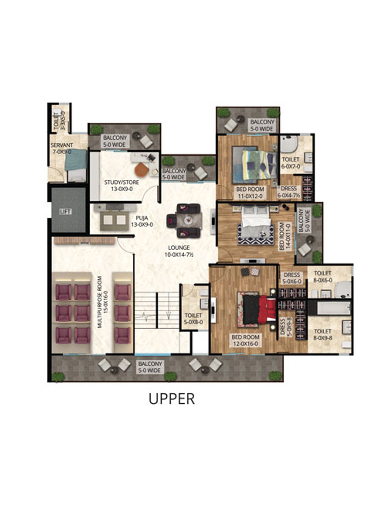 Antriksh The Golf Address Tower D Unit 1 (Penthouse) Floor Plan