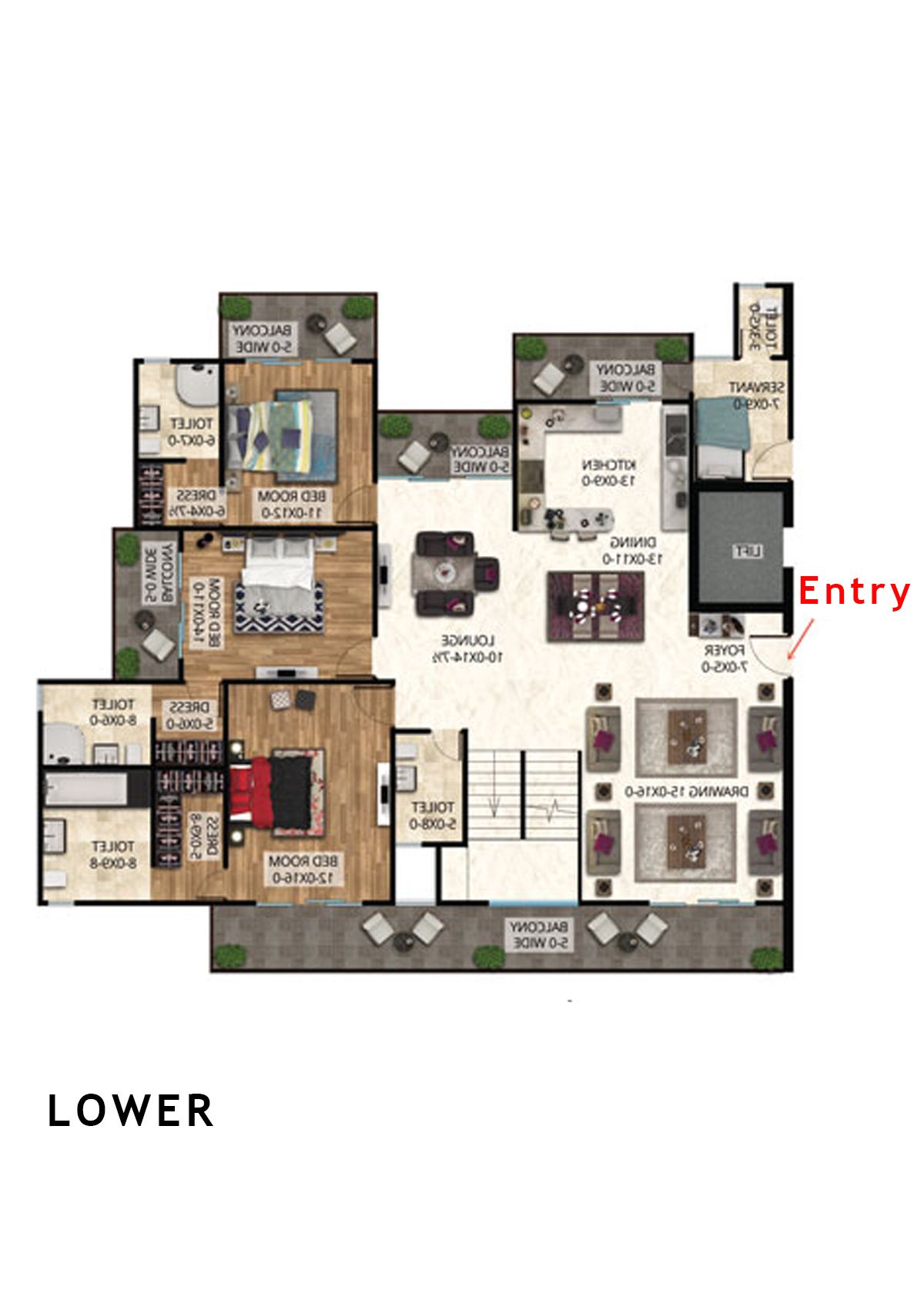 Antriksh The Golf Address Tower D Unit 2 (Penthouse) Floor Plan