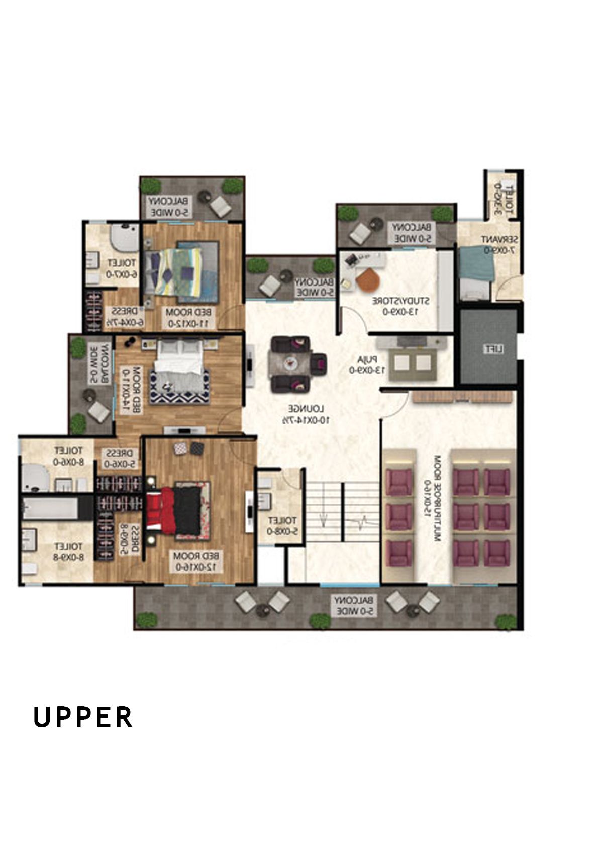 Antriksh The Golf Address Tower D Unit 2 (Penthouse) Floor Plan