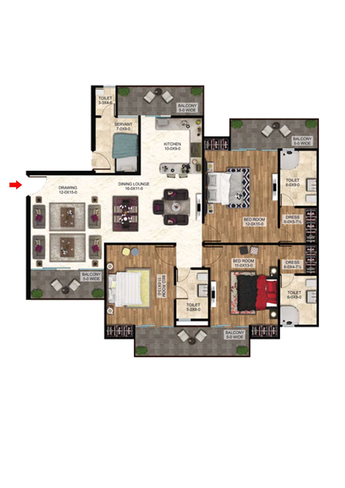 Antriksh The Golf Address Tower E Unit 1 Floor Plan