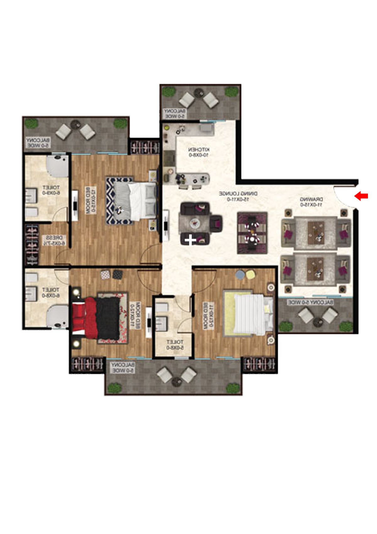 Antriksh The Golf Address Tower E Unit 2 Floor Plan