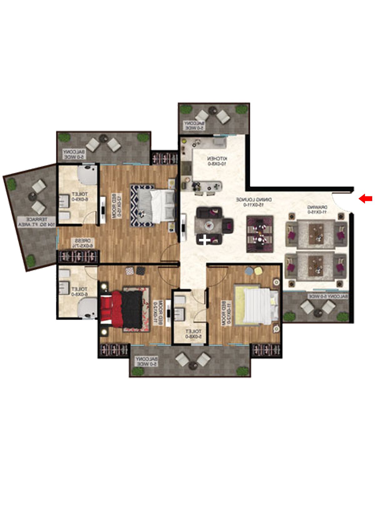 Antriksh The Golf Address Tower E Unit 2 Floor Plan