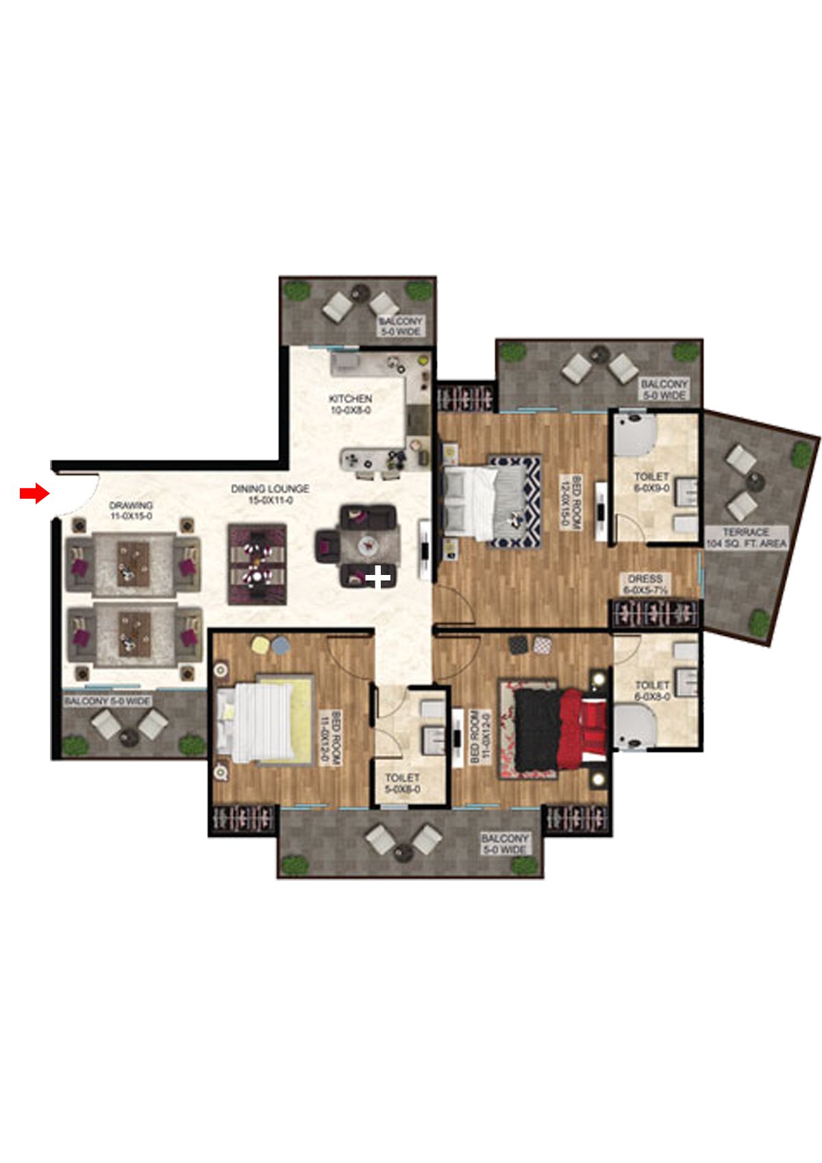 Antriksh The Golf Address Tower G Unit 1 Floor Plan