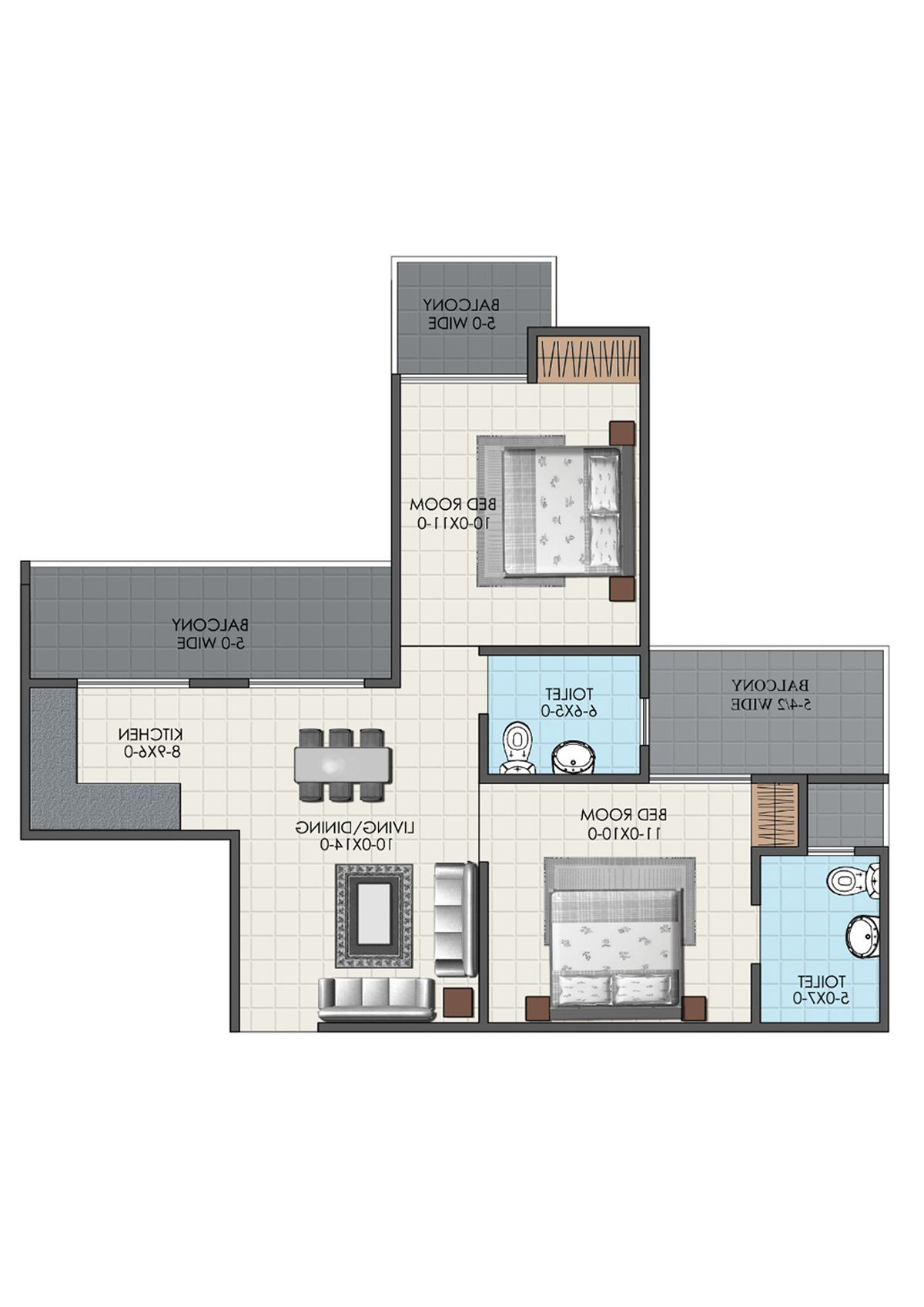 Antriksh Valley Tower 2 Unit A2 (Type A) Floor Plan