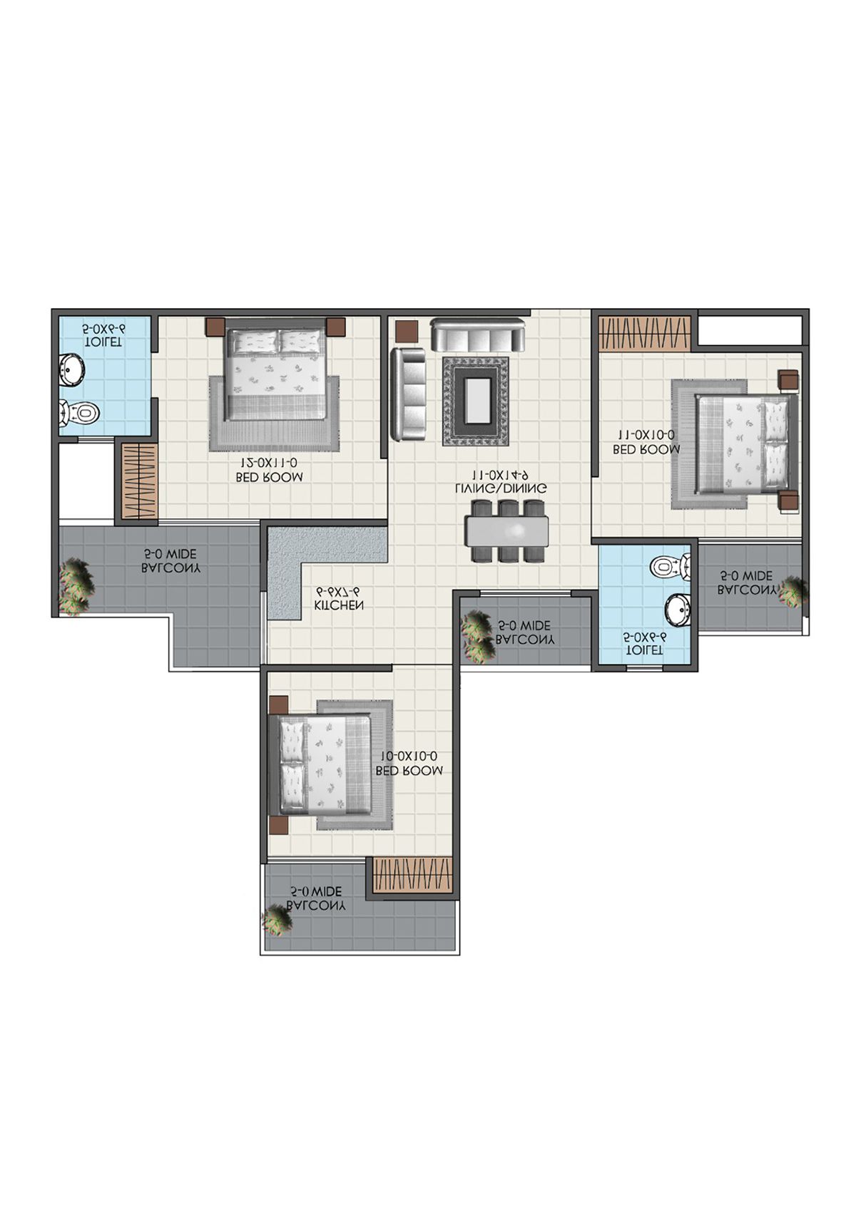 Antriksh Valley Tower 1 Unit B3 (Type B) Floor Plan