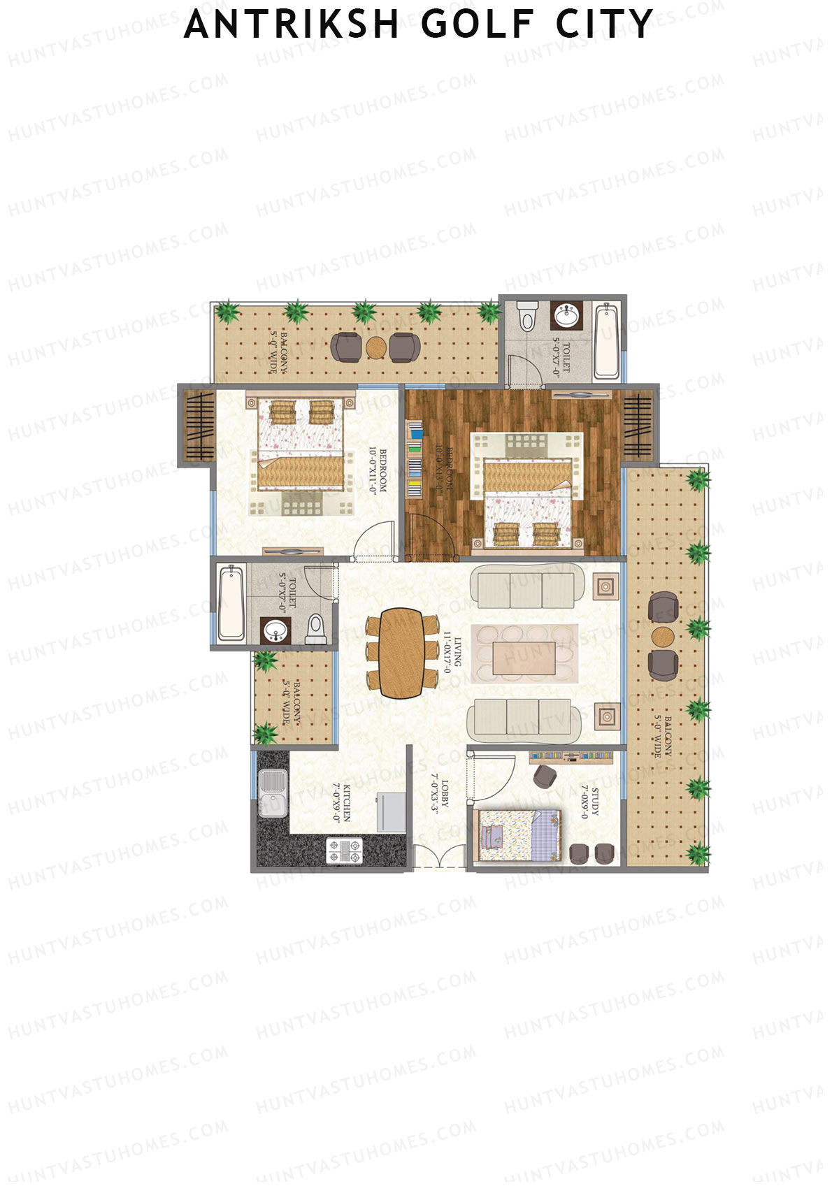 Antriksh Golf City Tower B Unit 1 (Type B) Floor Plan
