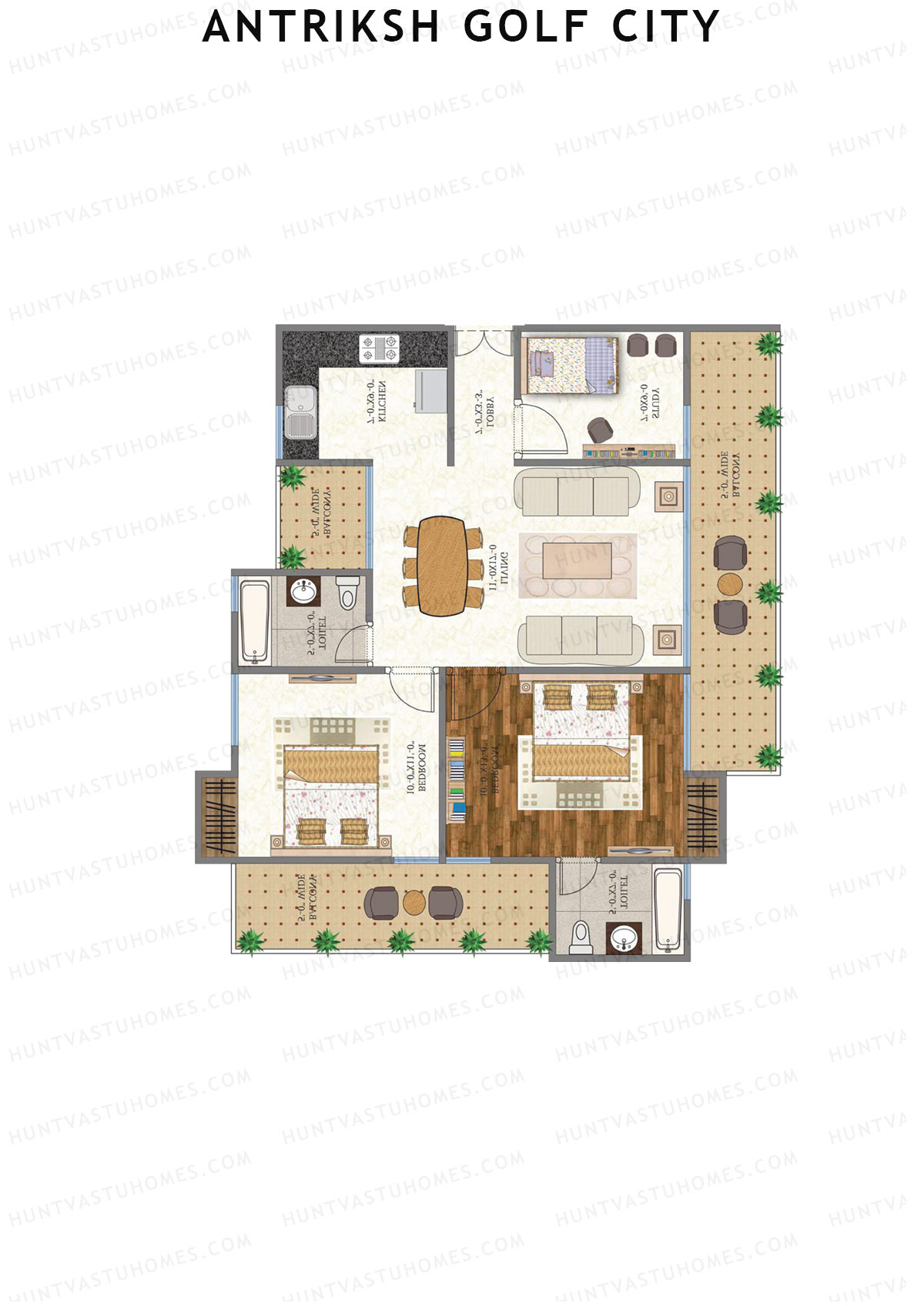 Antriksh Golf City Tower B Unit 2 (Type B) Floor Plan
