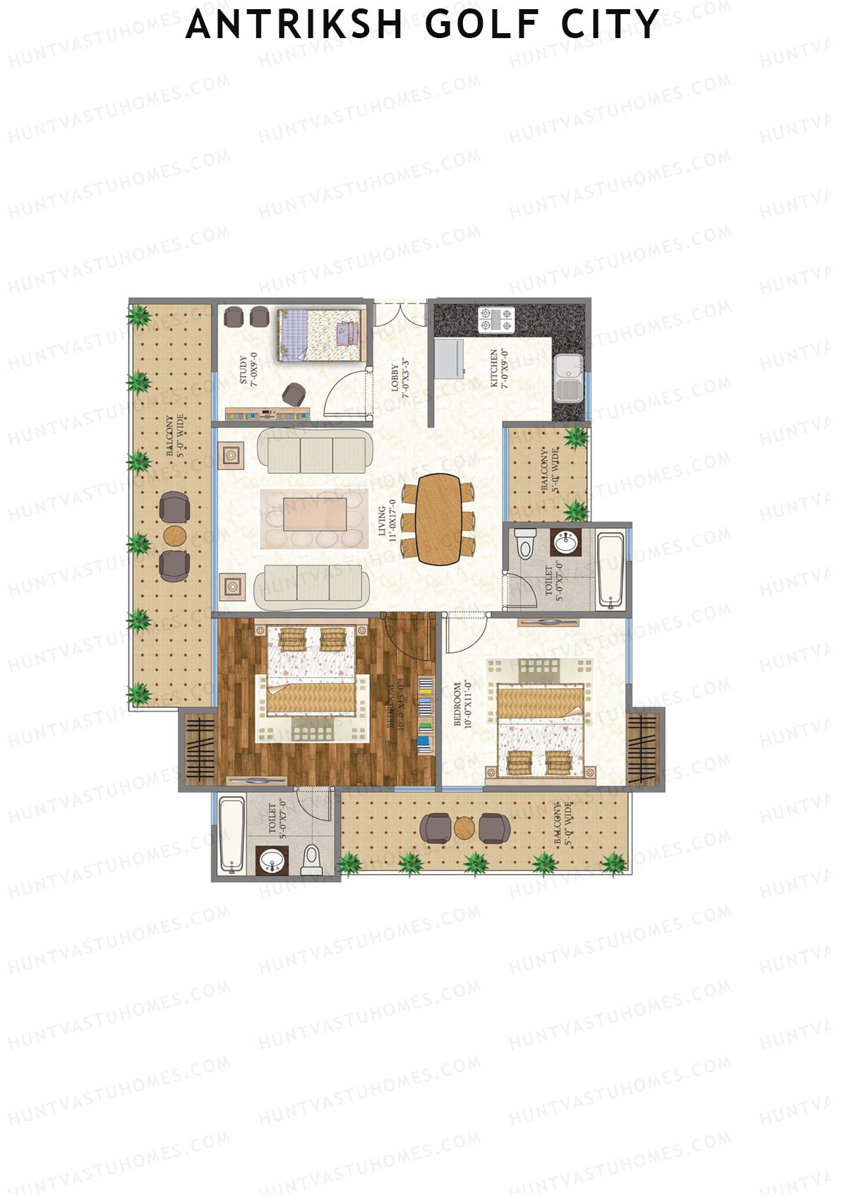Antriksh Golf City Tower C Unit 3 (Type B) Floor Plan