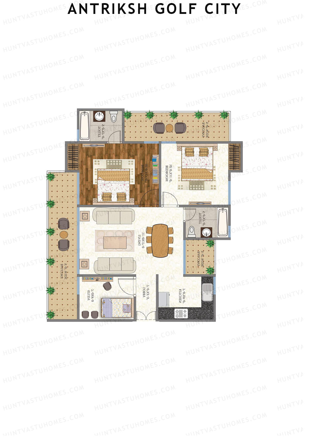 Antriksh Golf City Tower C Unit 4 (Type B) Floor Plan