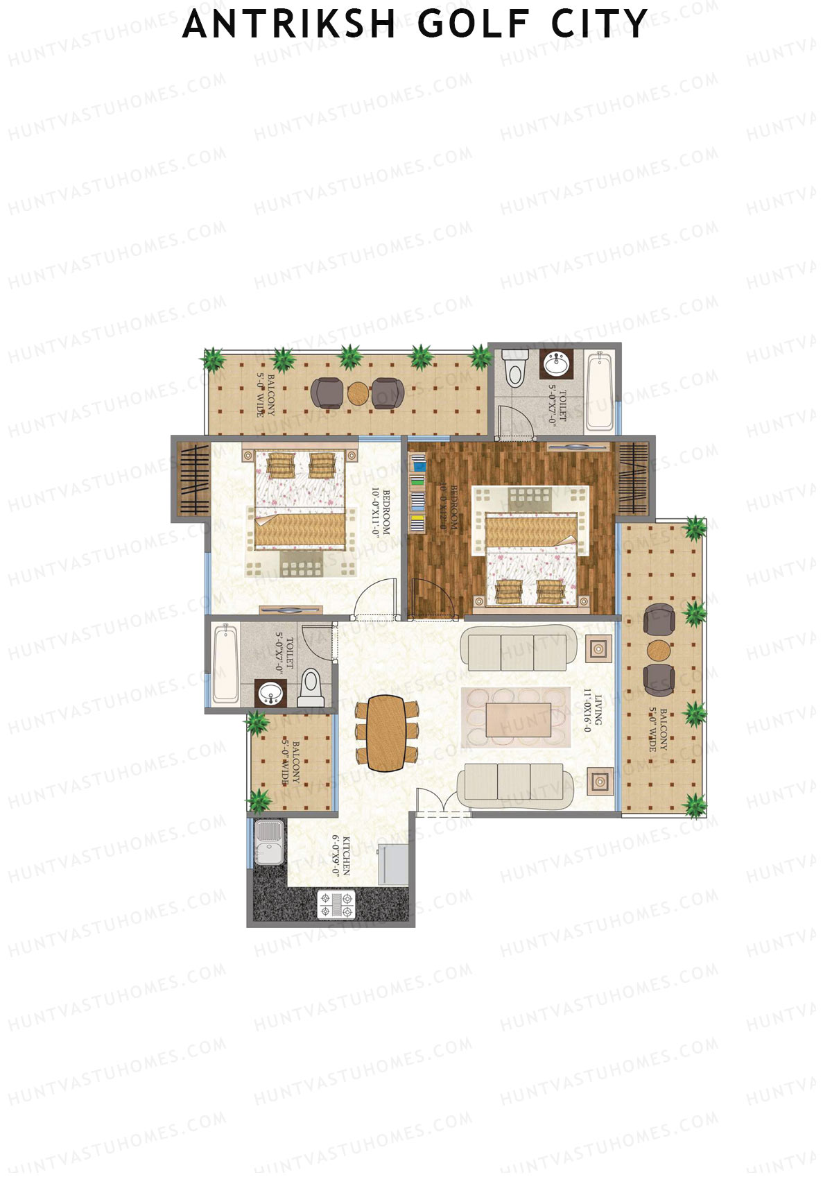 Antriksh Golf City Tower F Unit 1 (Type A) Floor Plan