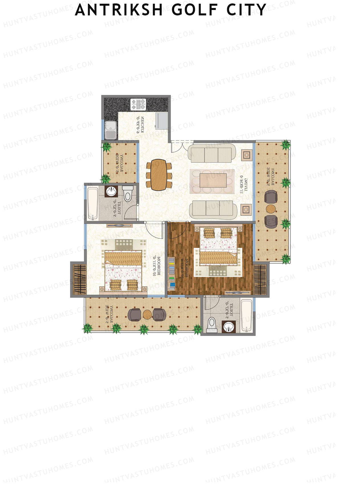 Antriksh Golf City Tower F Unit 2 (Type A) Floor Plan