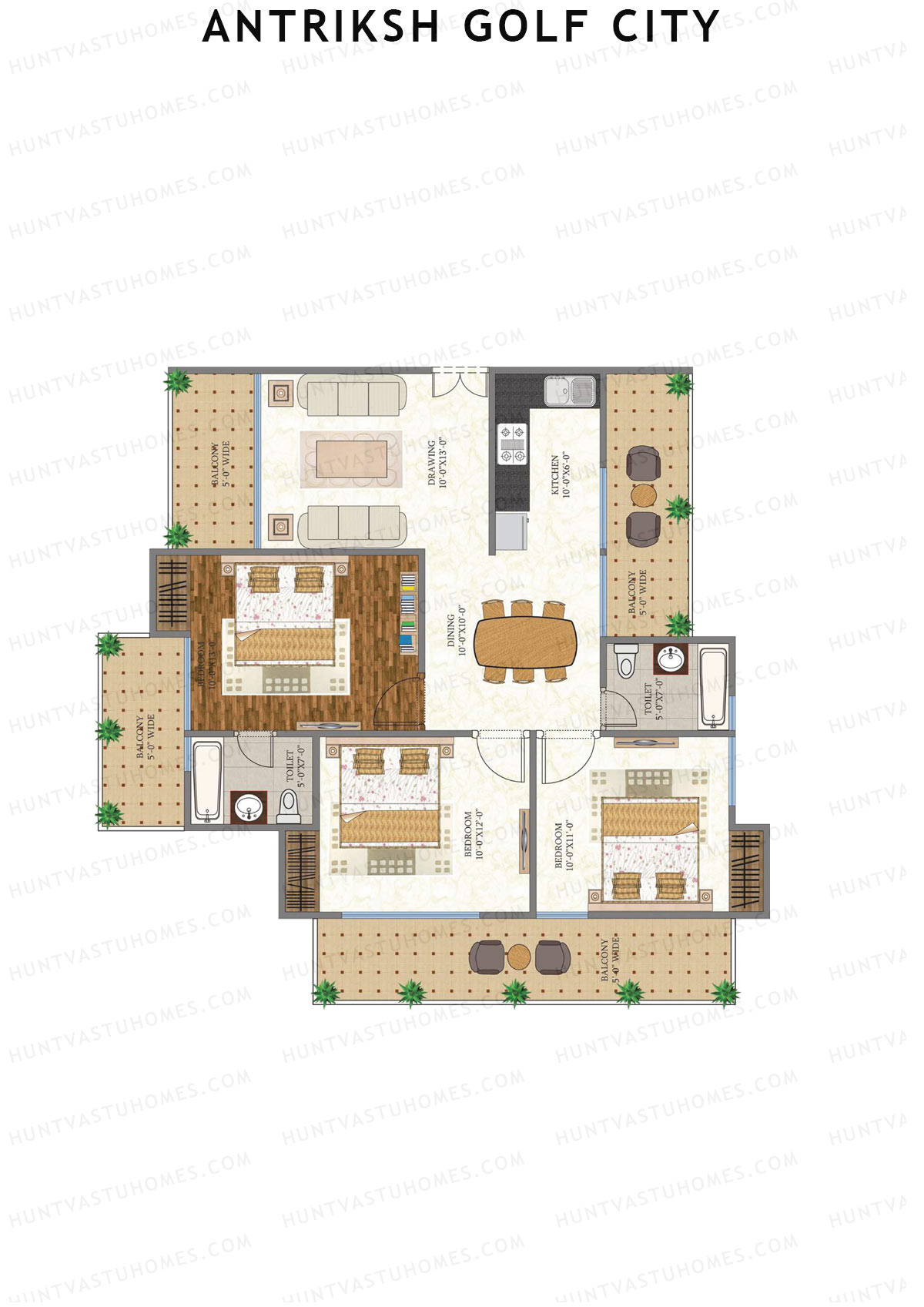 Antriksh Golf City Tower F Unit 3 (Type C) Floor Plan