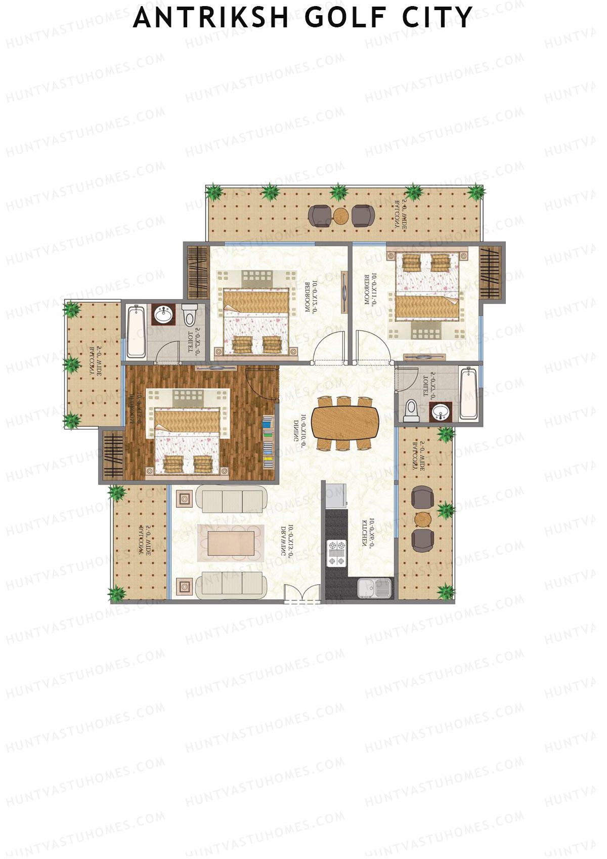 Antriksh Golf City Tower F Unit 4 (Type C) Floor Plan