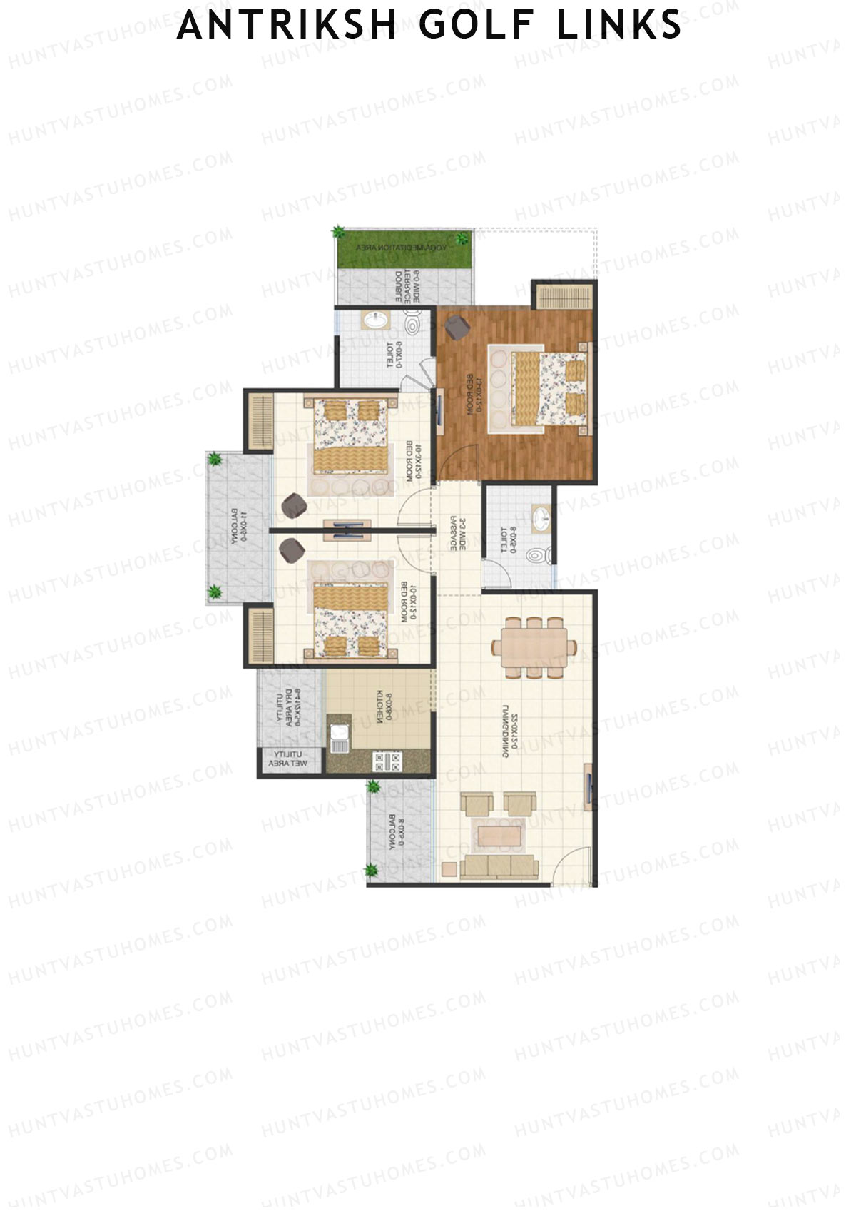 Antriksh Golf Links Block B Unit 1 (Type E) Floor Plan