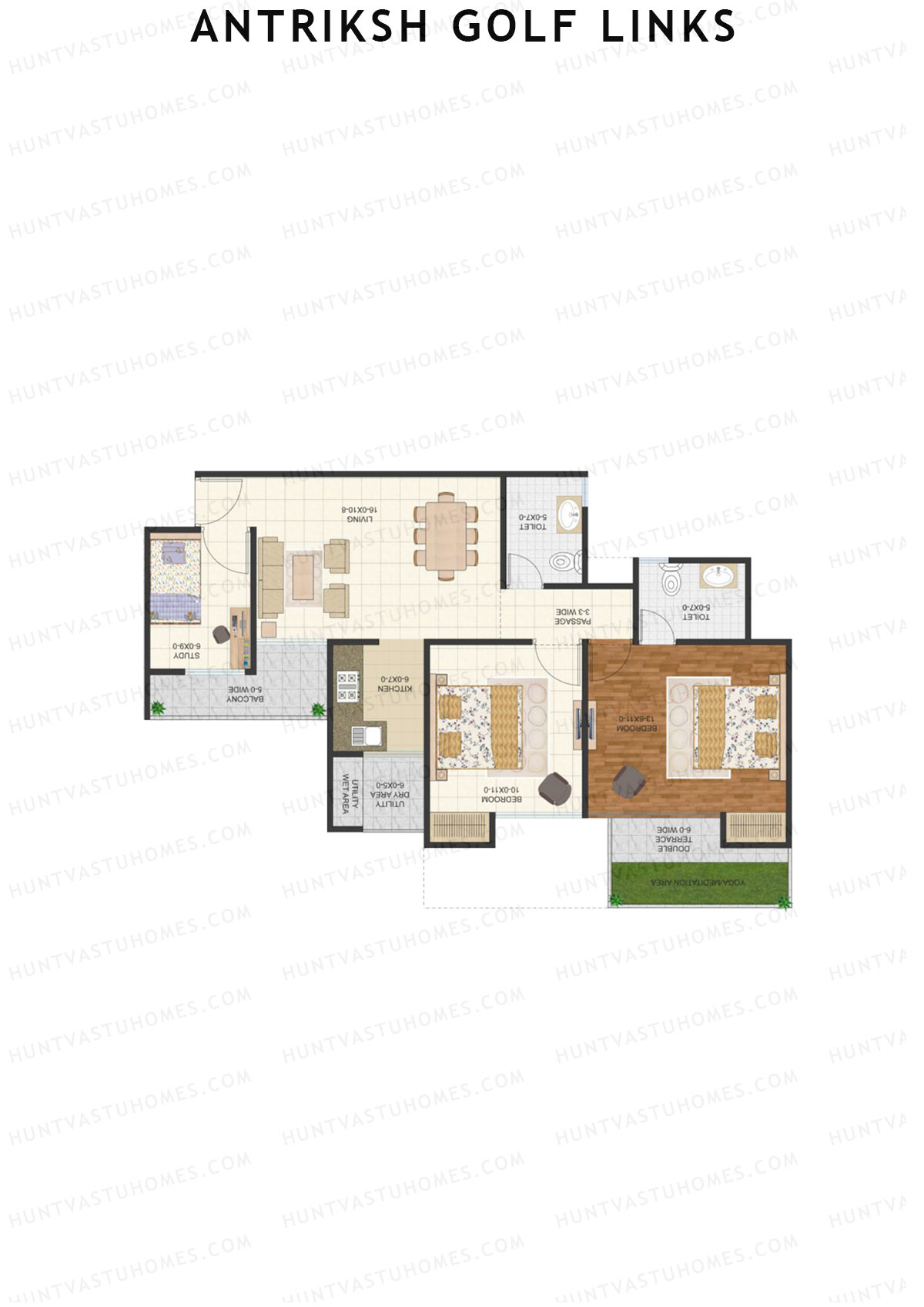 Antriksh Golf Links Block B Unit 4 (Type C) Floor Plan