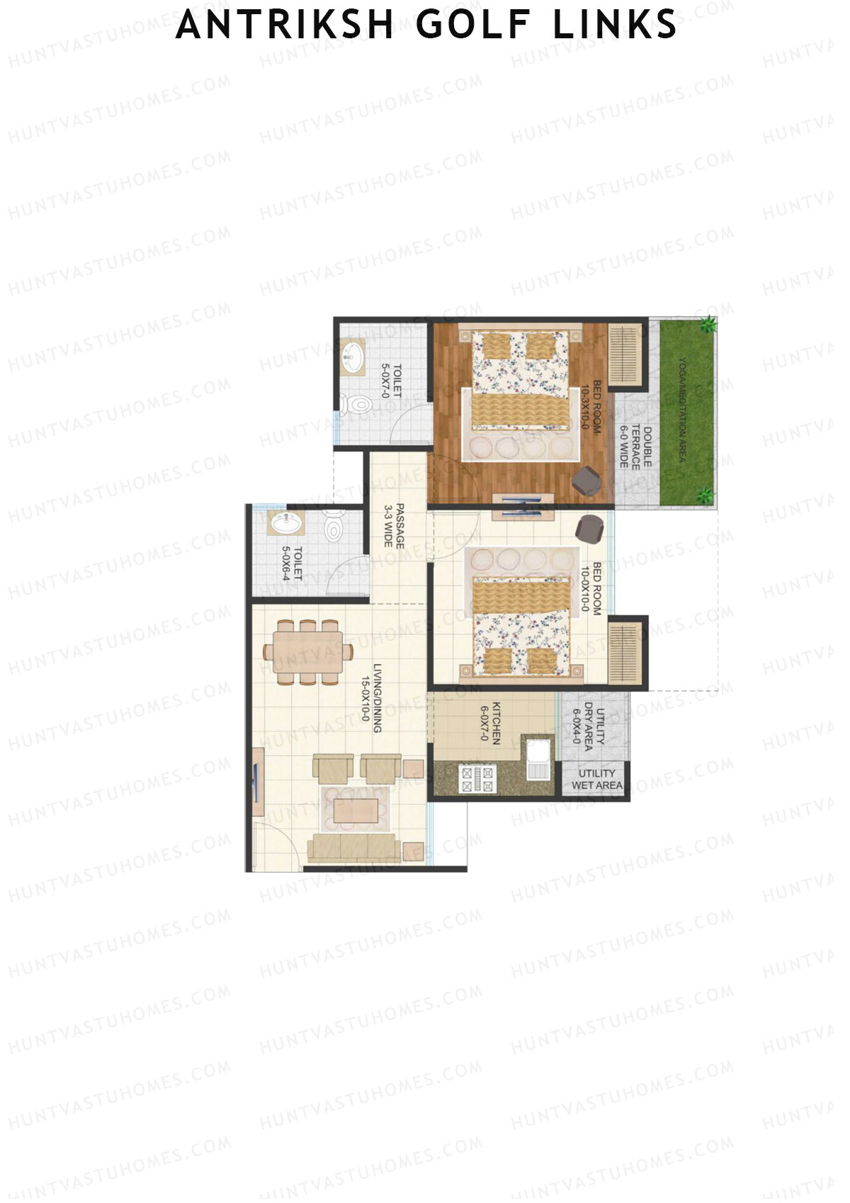 Antriksh Golf Links Block C Unit 2 (Type A) Floor Plan