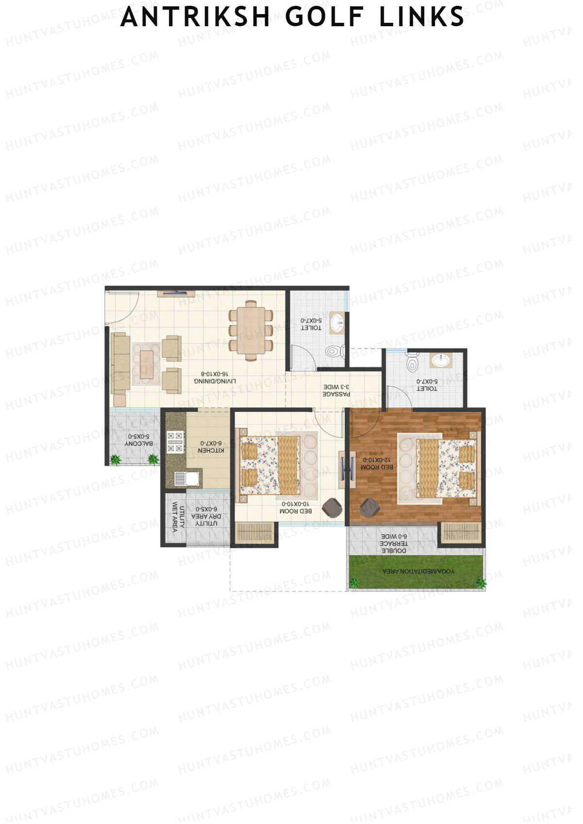 Antriksh Golf Links Block C Unit 4 (Type B) Floor Plan