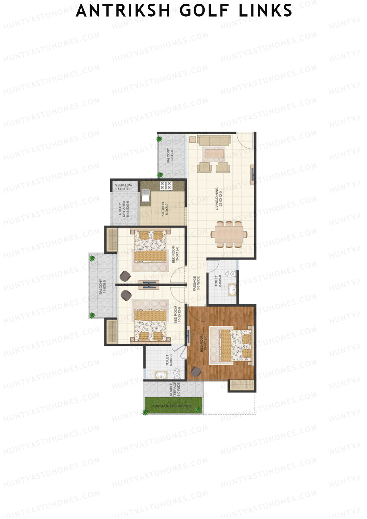 Antriksh Golf Links Block C Unit 6 (Type E) Floor Plan