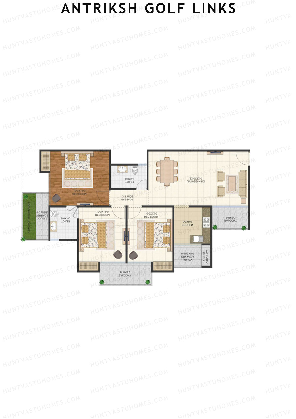 Antriksh Golf Links Block D Unit 3 (Type E1) Floor Plan