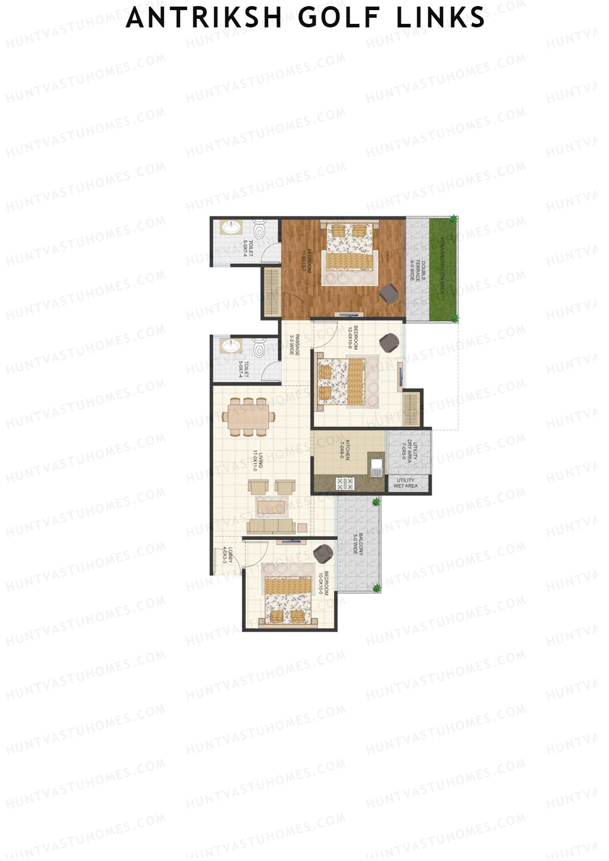 Antriksh Golf Links Block D Unit 6 (Type D1) Floor Plan