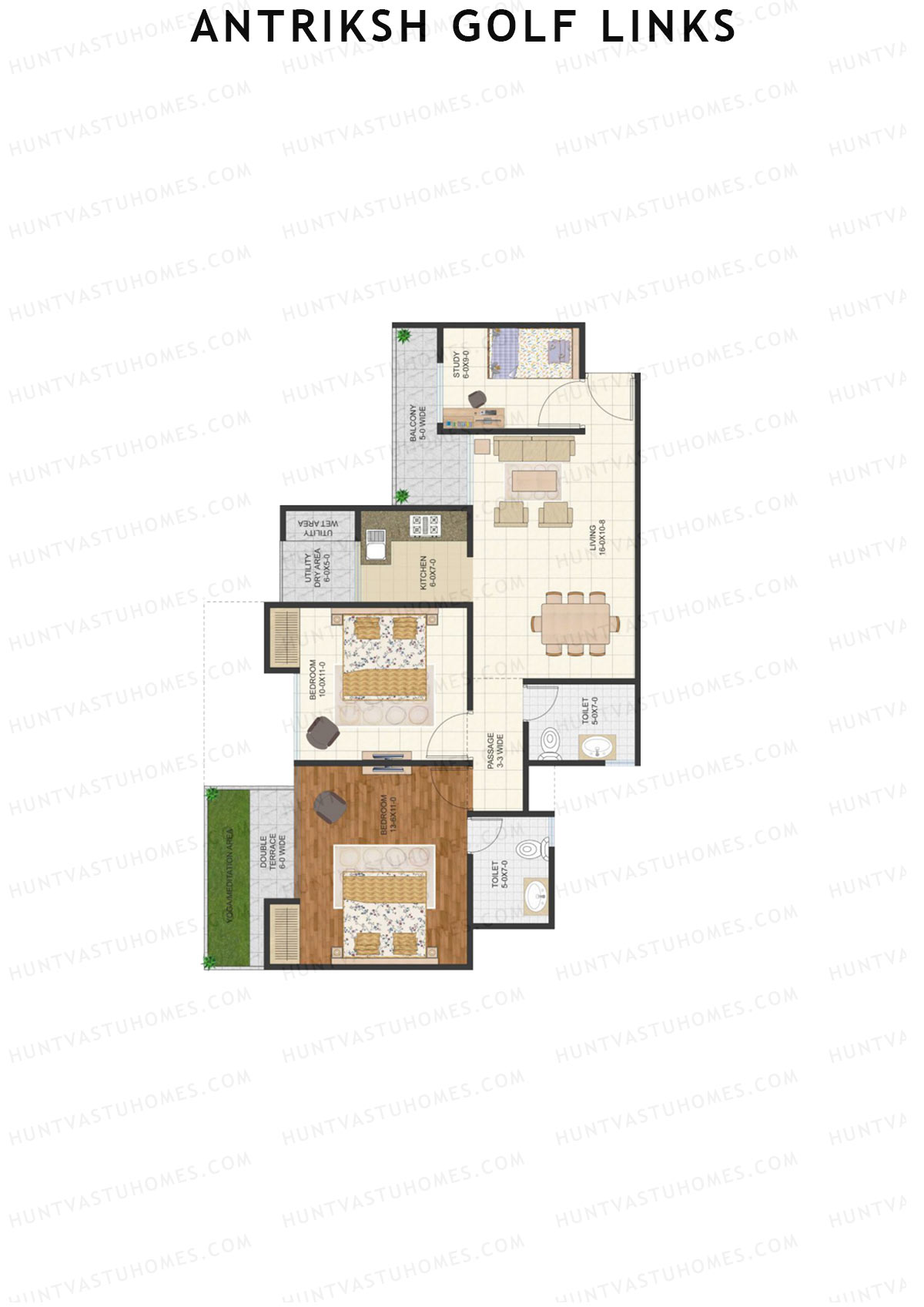 Antriksh Golf Links Block E Unit 2 (Type C) Floor Plan