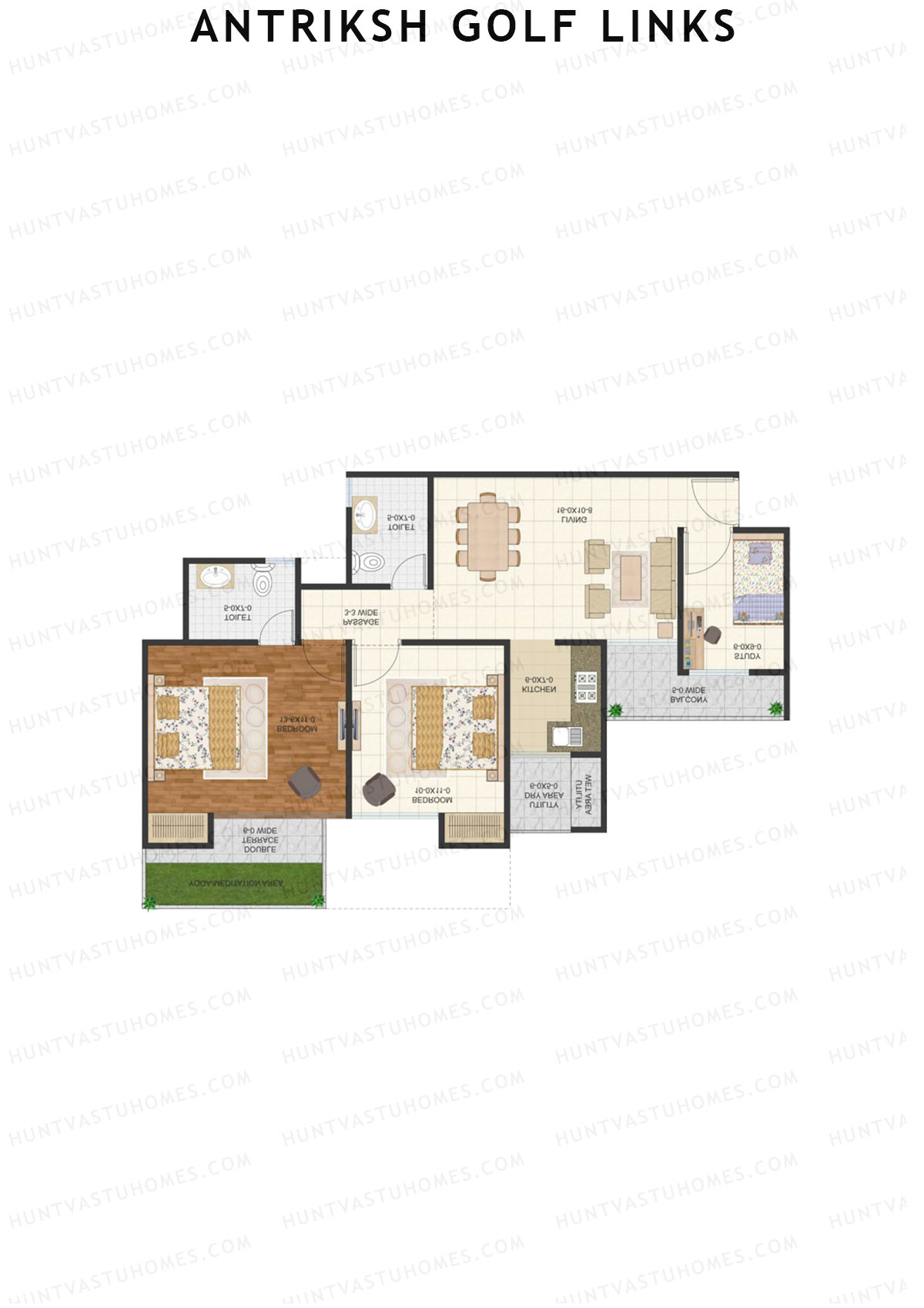 Antriksh Golf Links Block E Unit 3 (Type C) Floor Plan